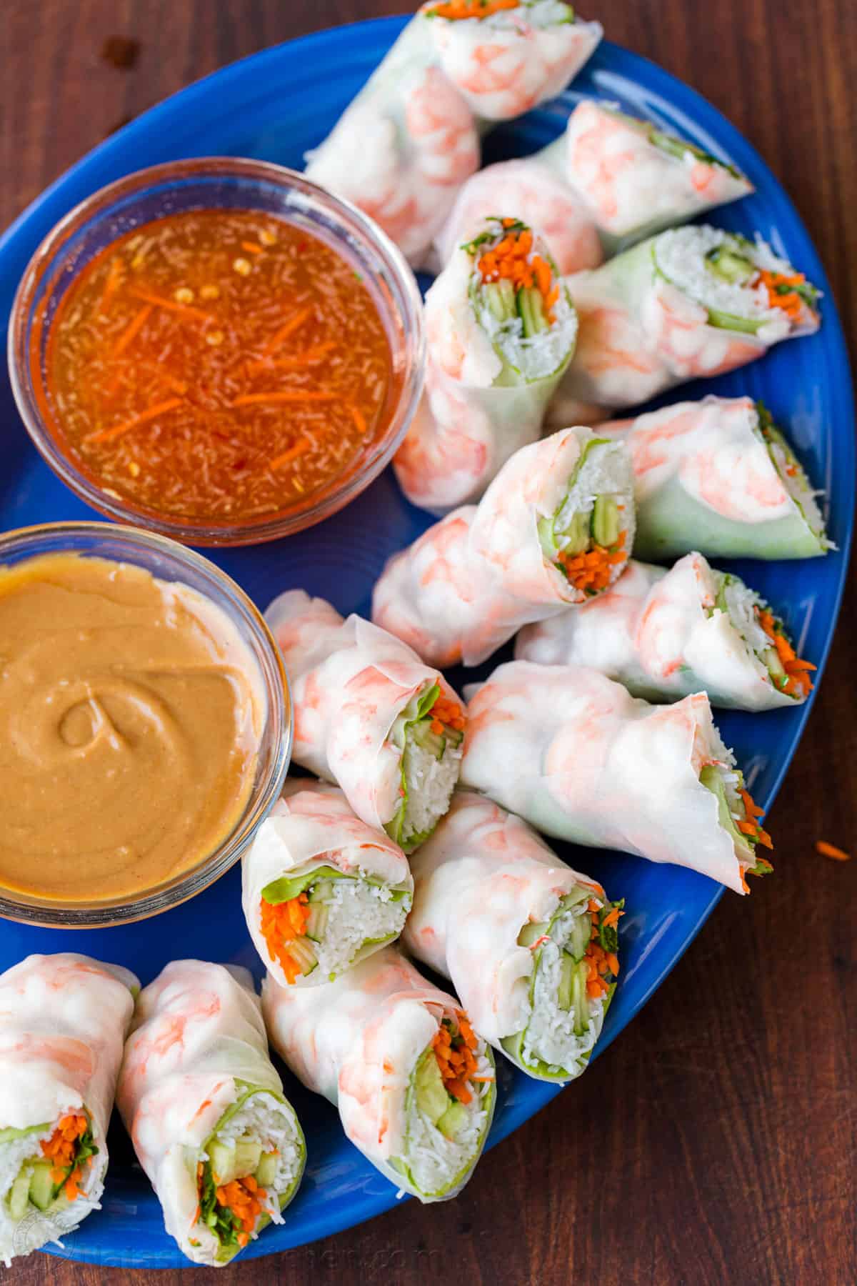 Fresh Spring Rolls with Vietnamese and Peanut Dipping Sauces