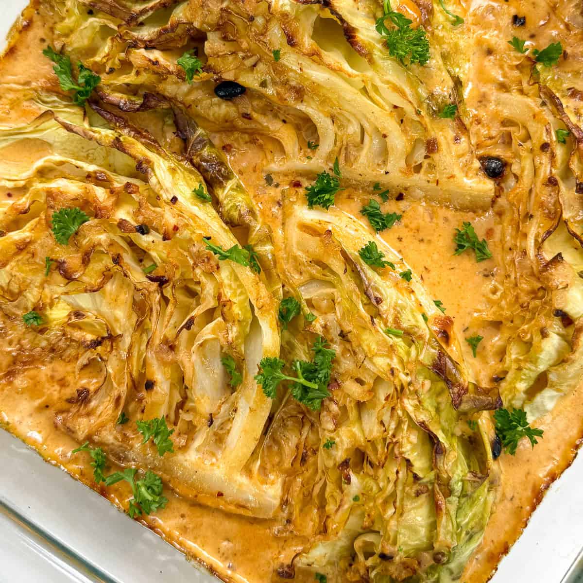 Garlic Butter Melting Cabbage With Creamy Parmesan Sauce