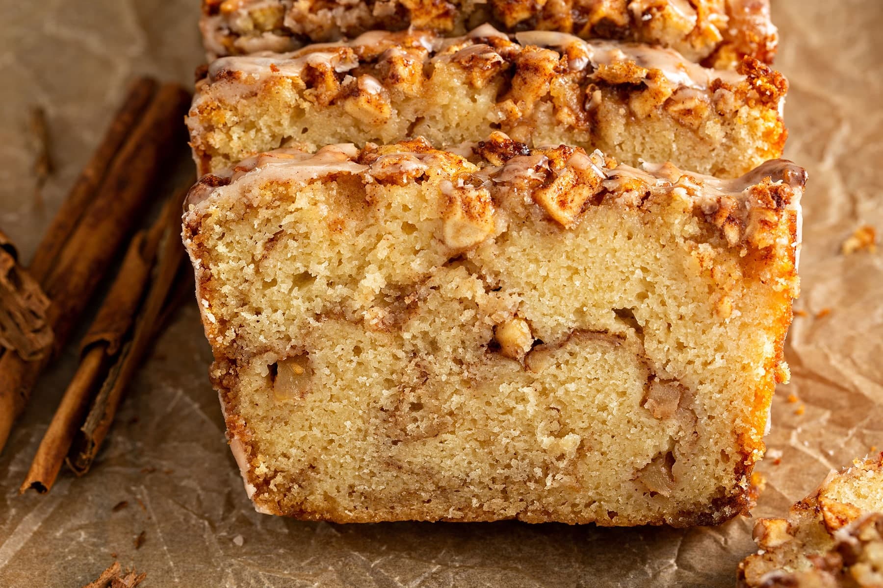 Cinnamon Apple Bread with Brown Sugar Swirl and Cinnamon Glaze