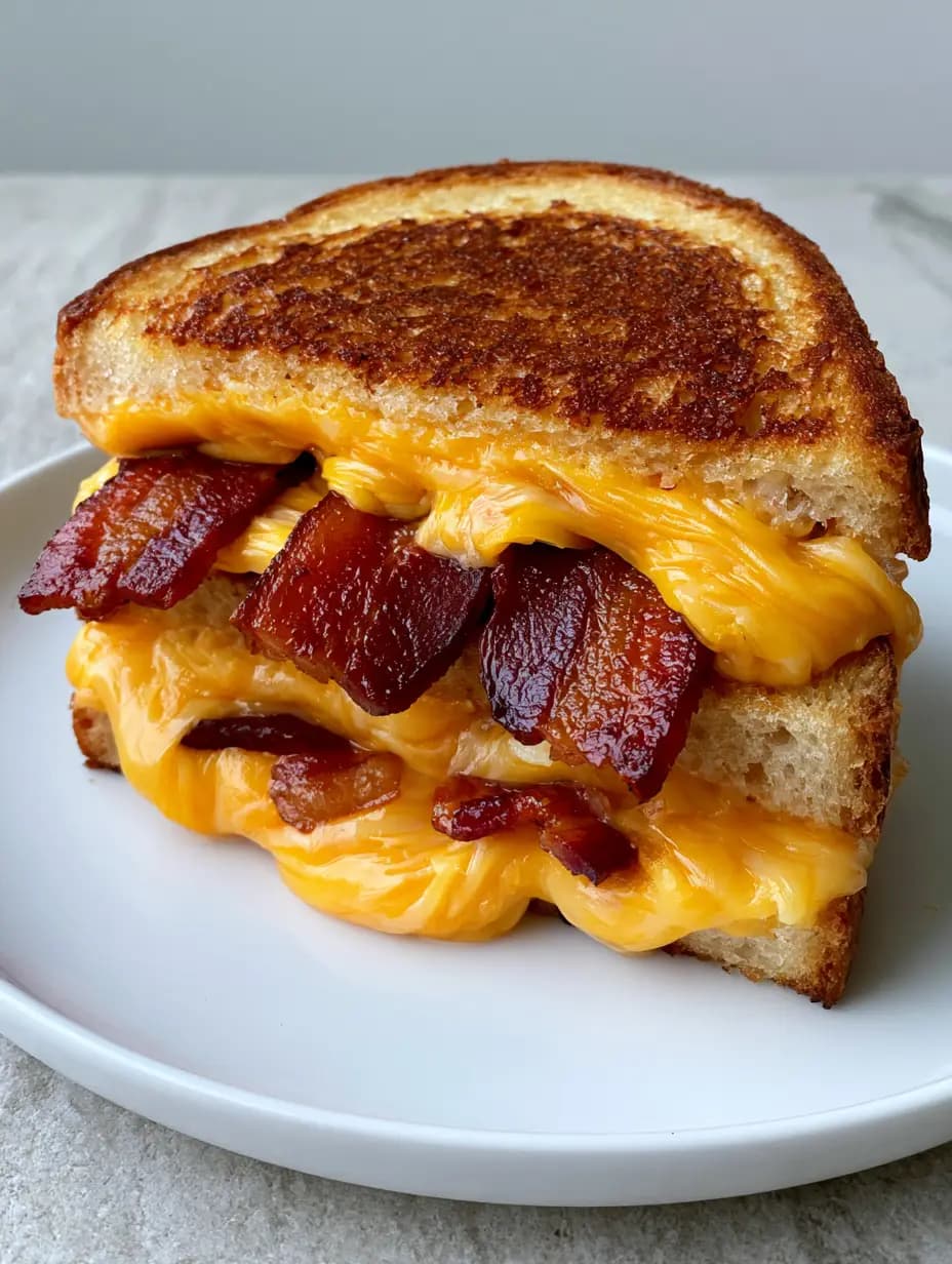 Bacon Grilled Cheese Sandwich with Crispy Sourdough and Sharp Cheddar
