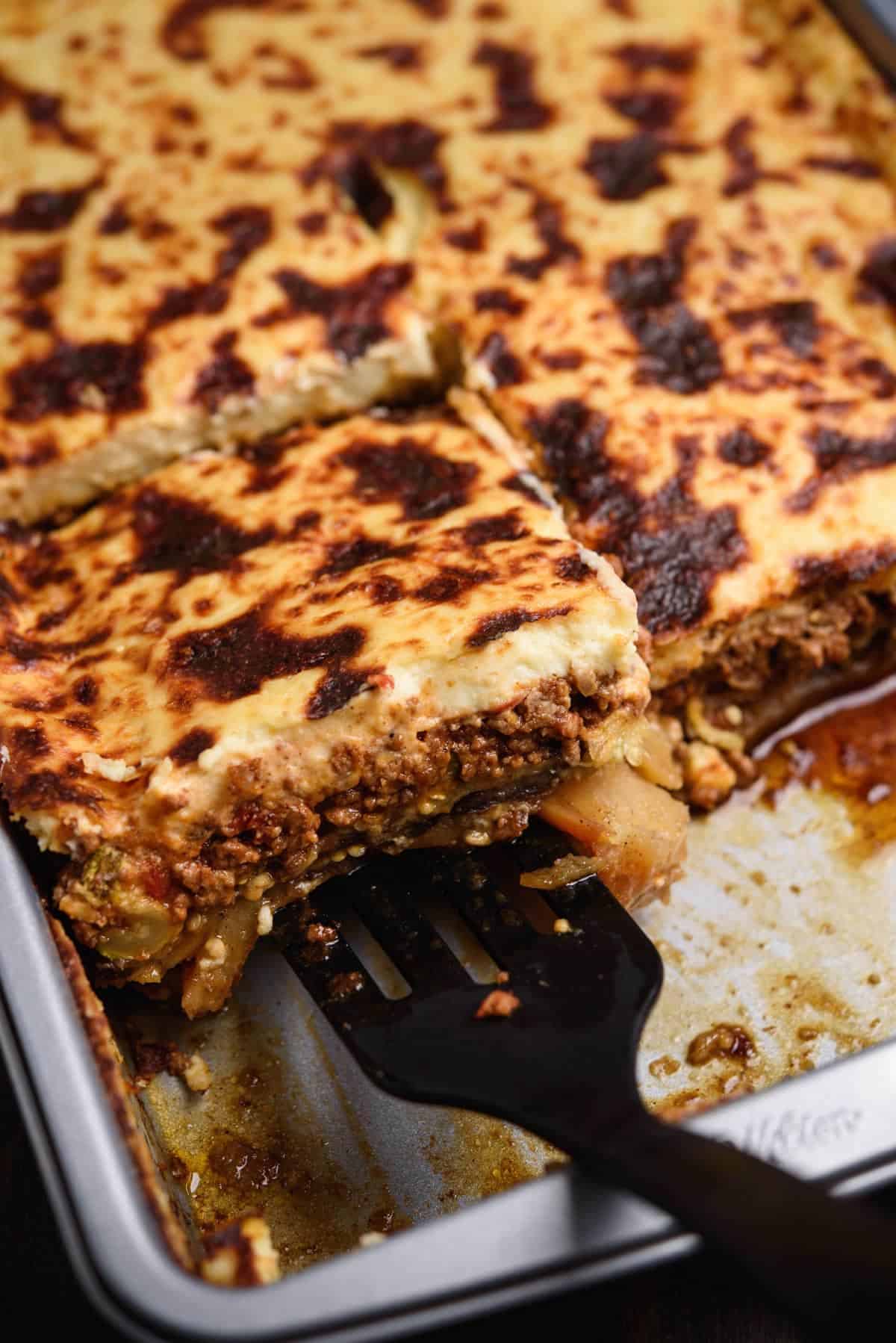 Greek Moussaka with Fried Vegetables and Golden Béchamel