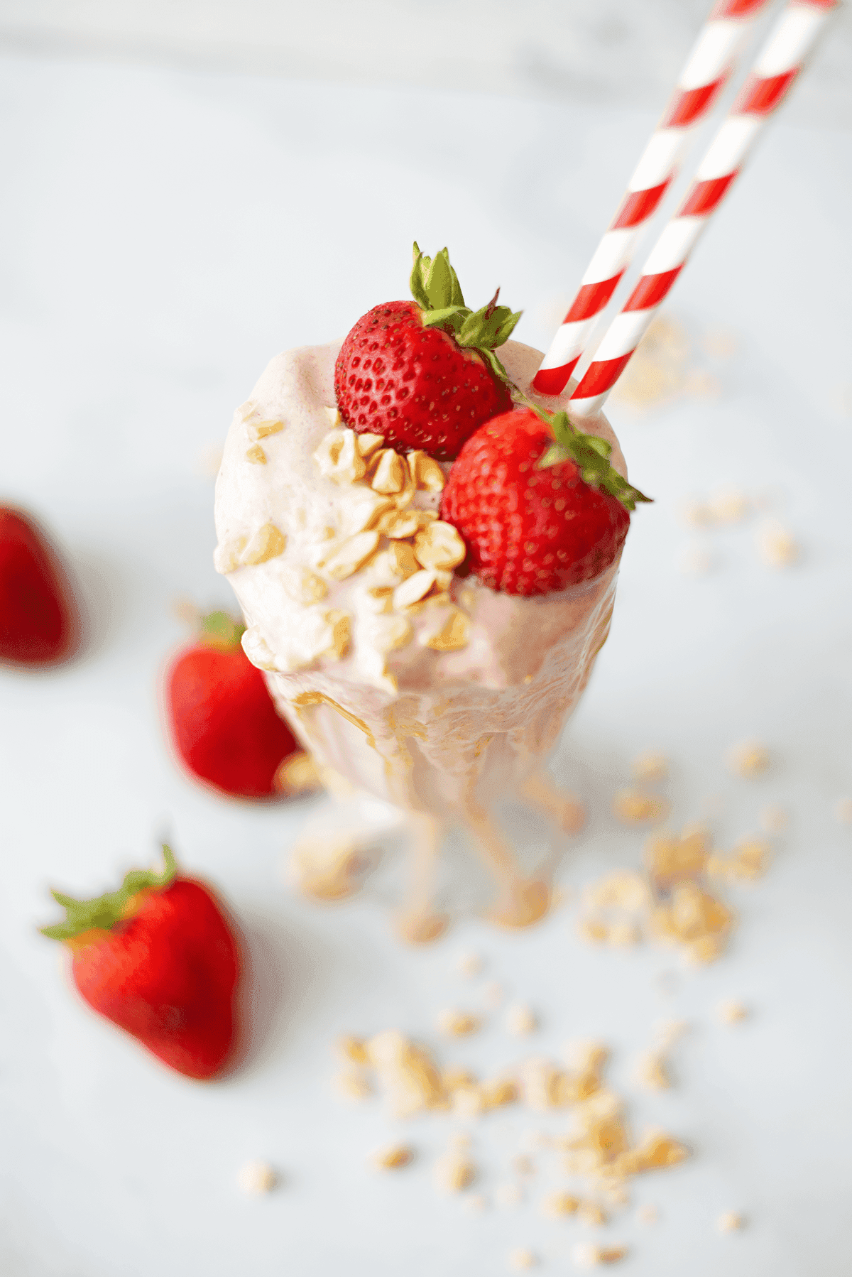 PB&J Protein Smoothie with Frozen Strawberries
