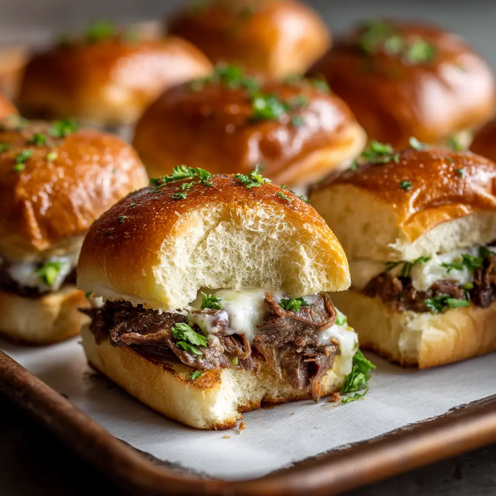Philly Cheesesteak Sliders with Provolone and Garlic Butter