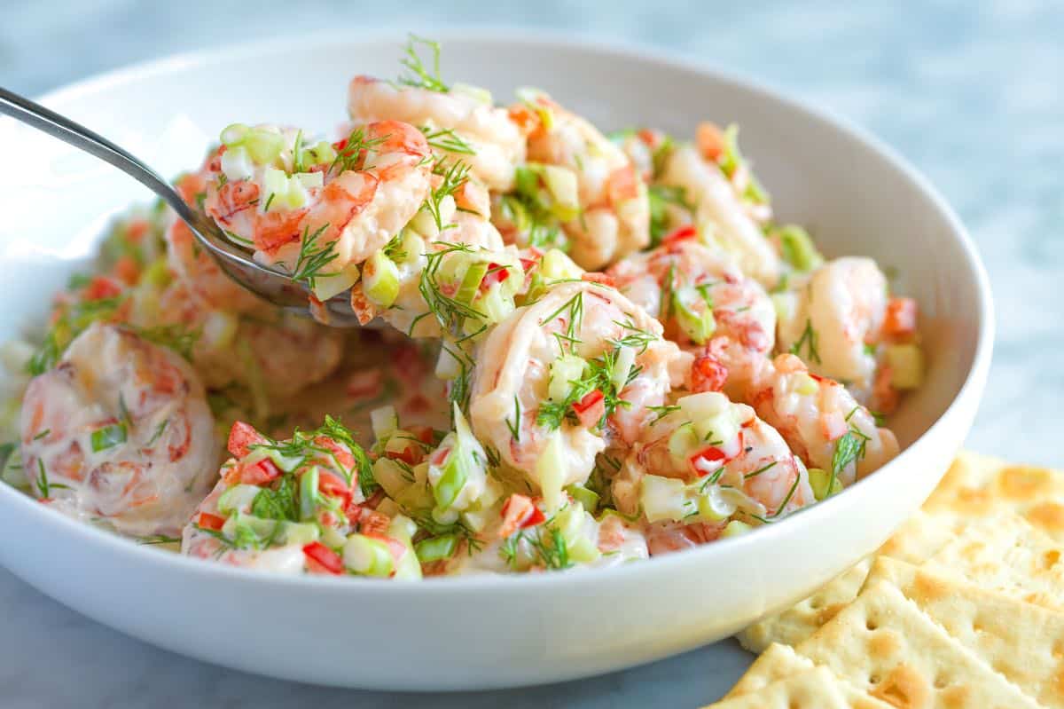 Shrimp Salad with Creamy Lemon Dill Dressing and Crisp Vegetables