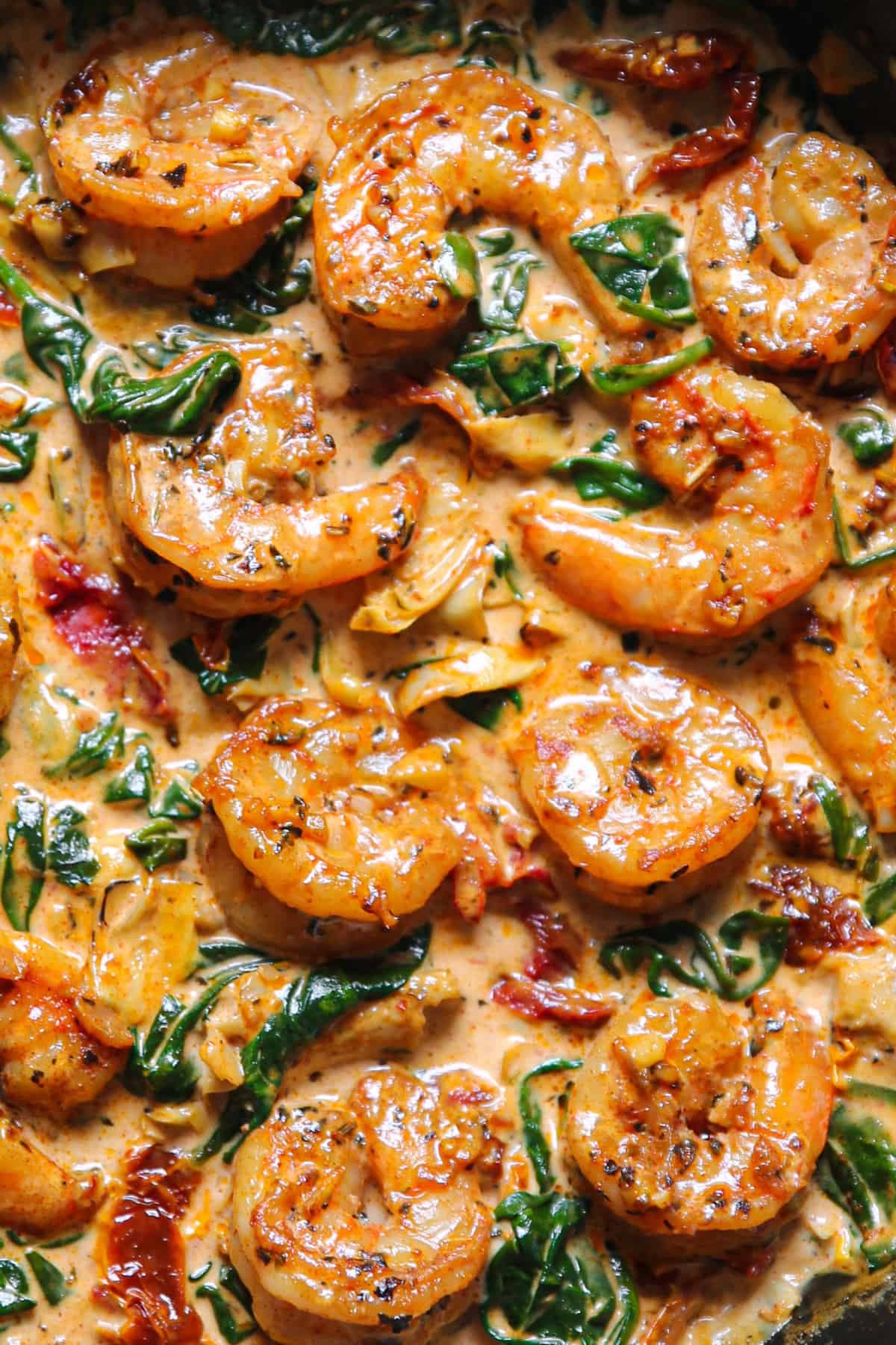 Creamy Tuscan Shrimp with Spinach, Artichokes, and Sun-Dried Tomatoes