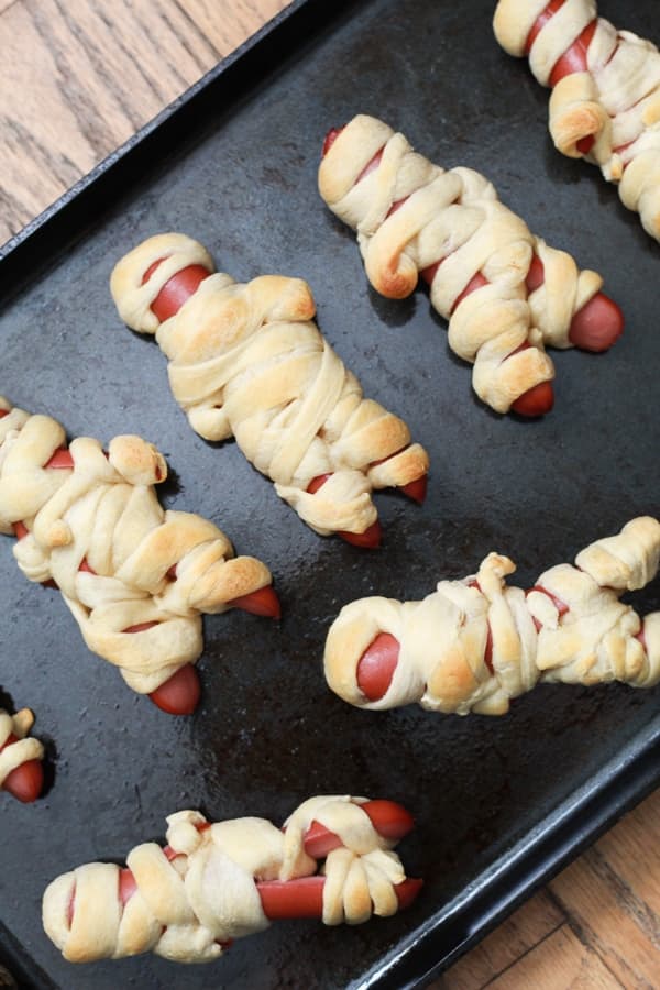 Easy Mummy Hot Dogs With Crescent Dough Arms and Legs