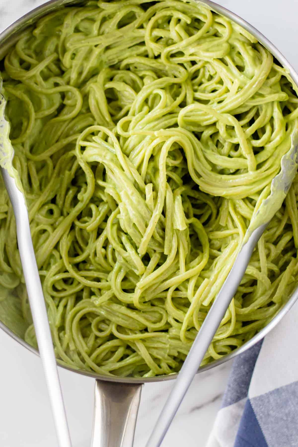 Avocado Carbonara with Creamy Kale Sauce, Bacon, and Parmesan