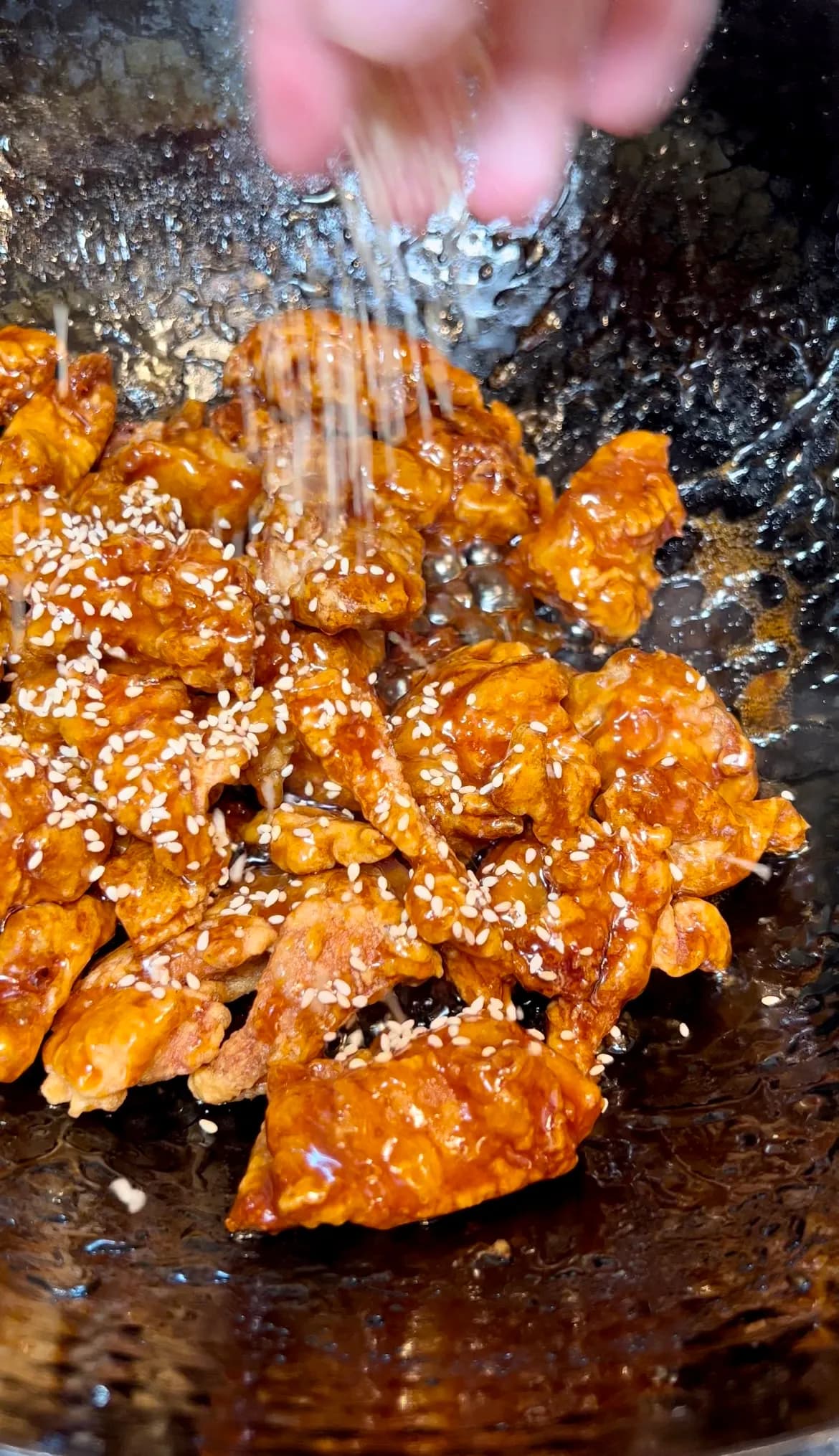 Sesame Chicken with Crispy Battered Chicken and Sweet Sesame Glaze