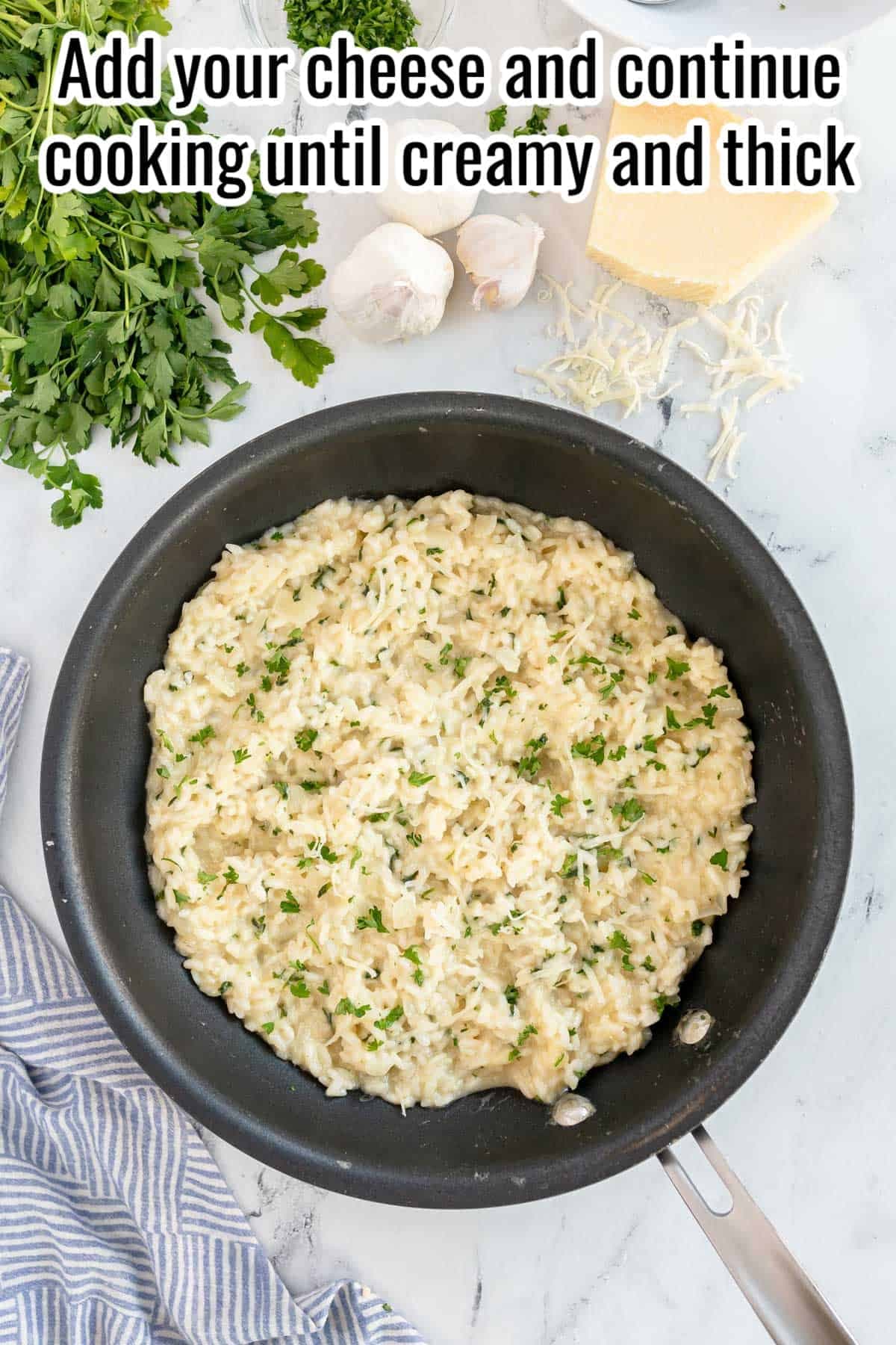Garlic Parmesan Risotto with Freshly Grated Parmesan and Garlic
