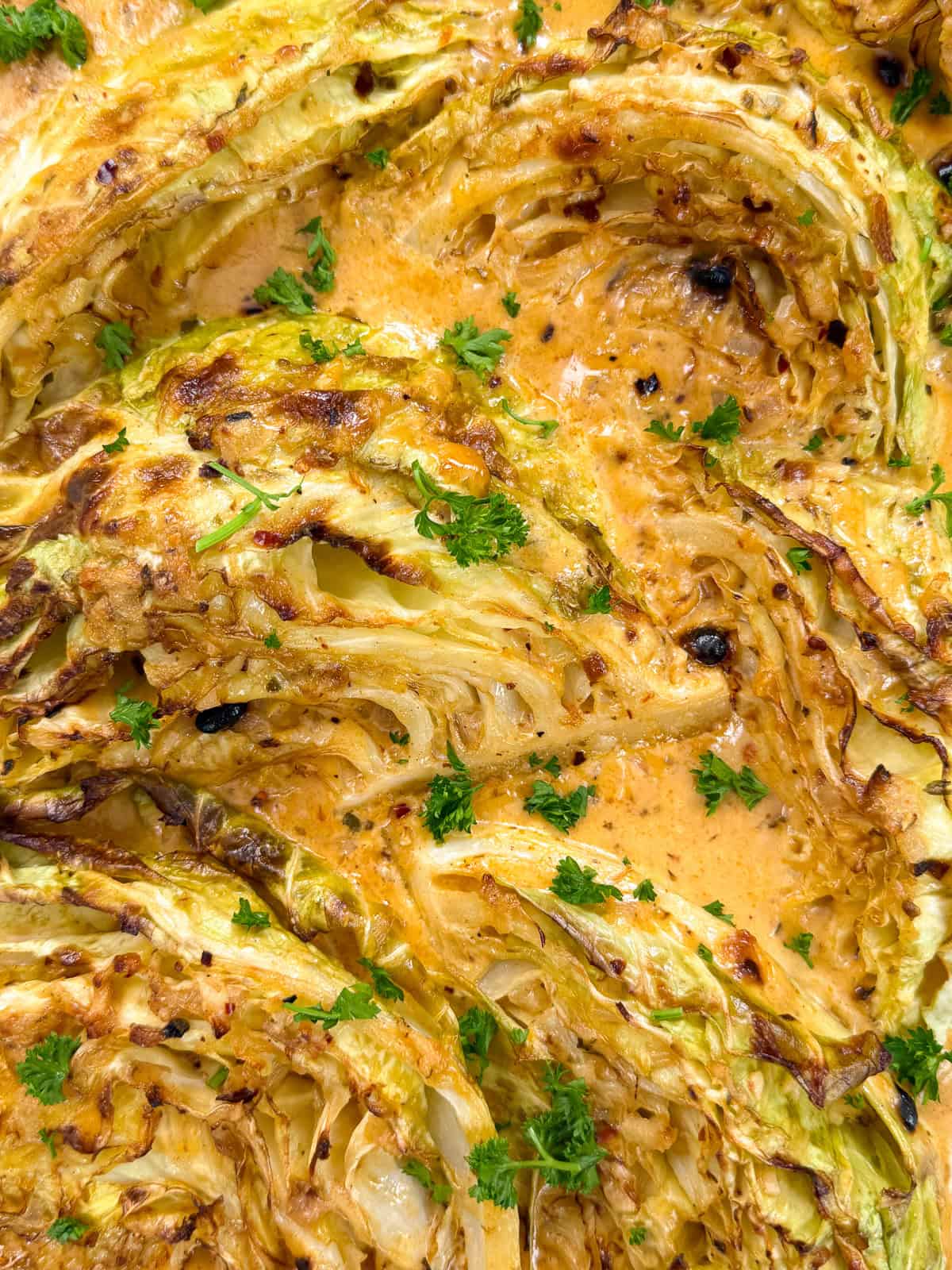 Garlic Butter Melting Cabbage With Creamy Parmesan Sauce