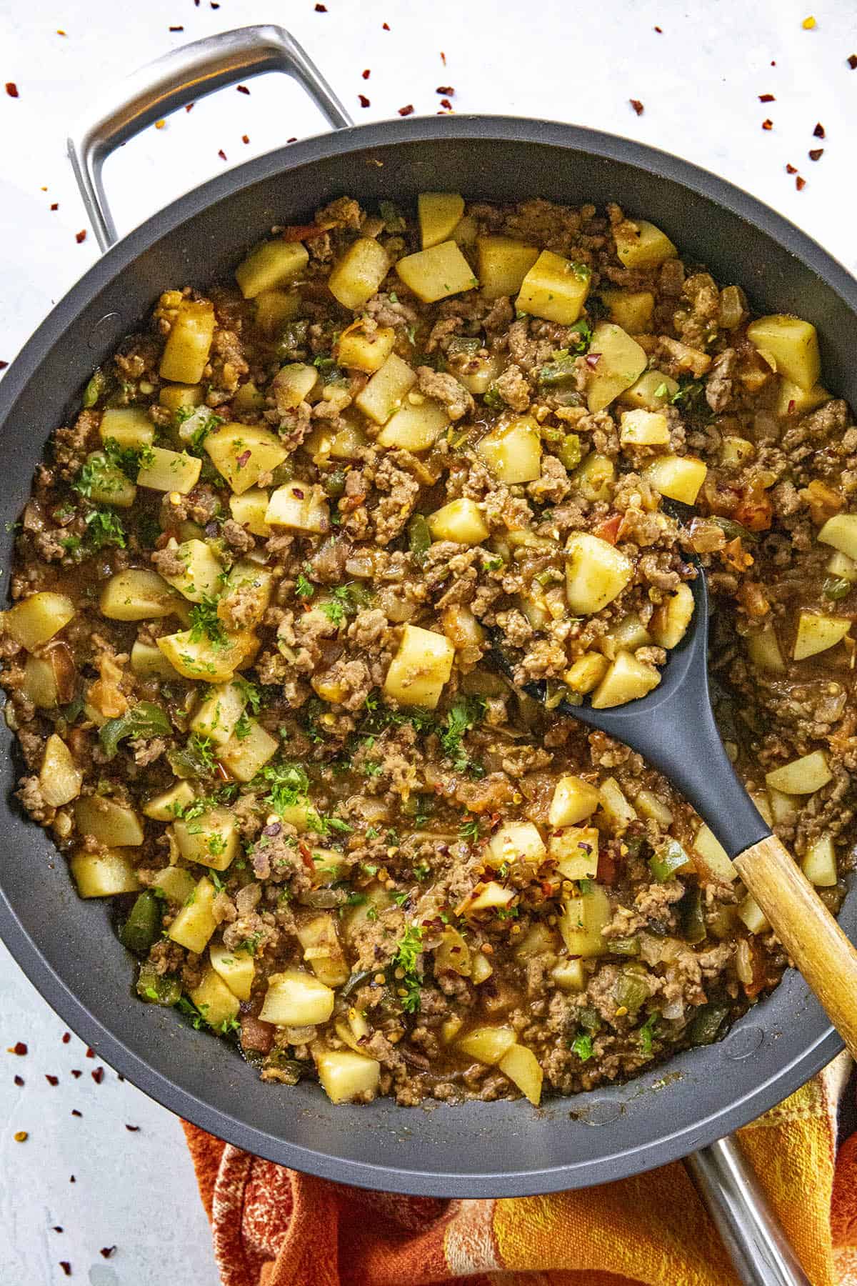 Mexican Picadillo with Ground Beef, Potatoes, and Jalapeños