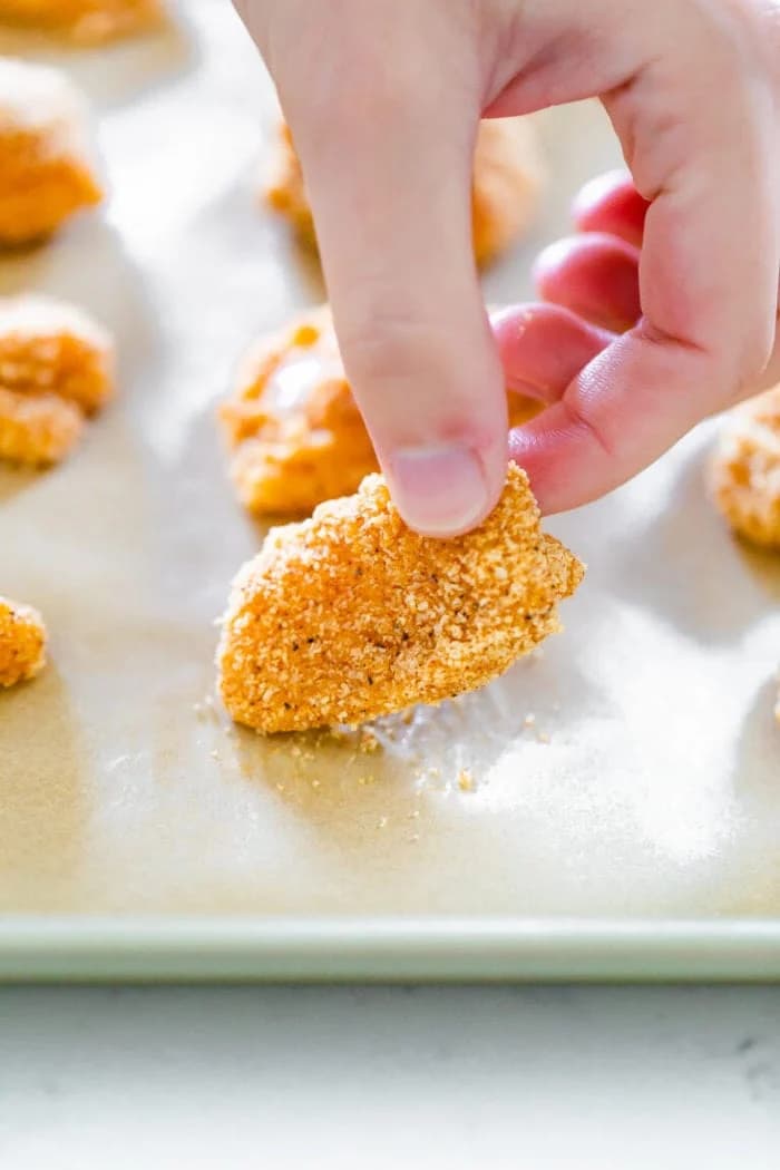Healthy Baked Chicken Nuggets with Crispy Almond Flour Breading