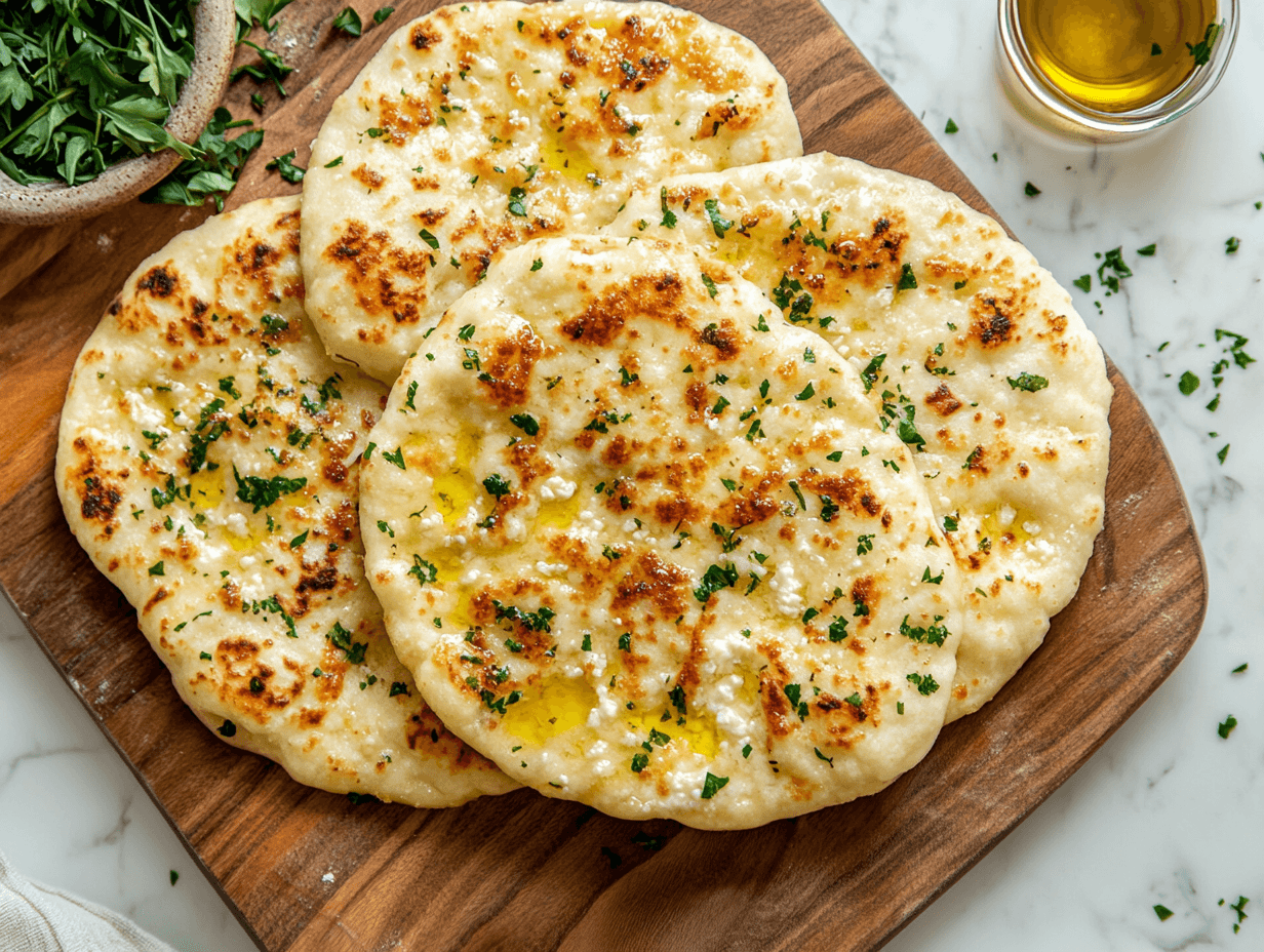 Cottage Cheese Flatbread with Soft Centers and Golden Toasted Spots
