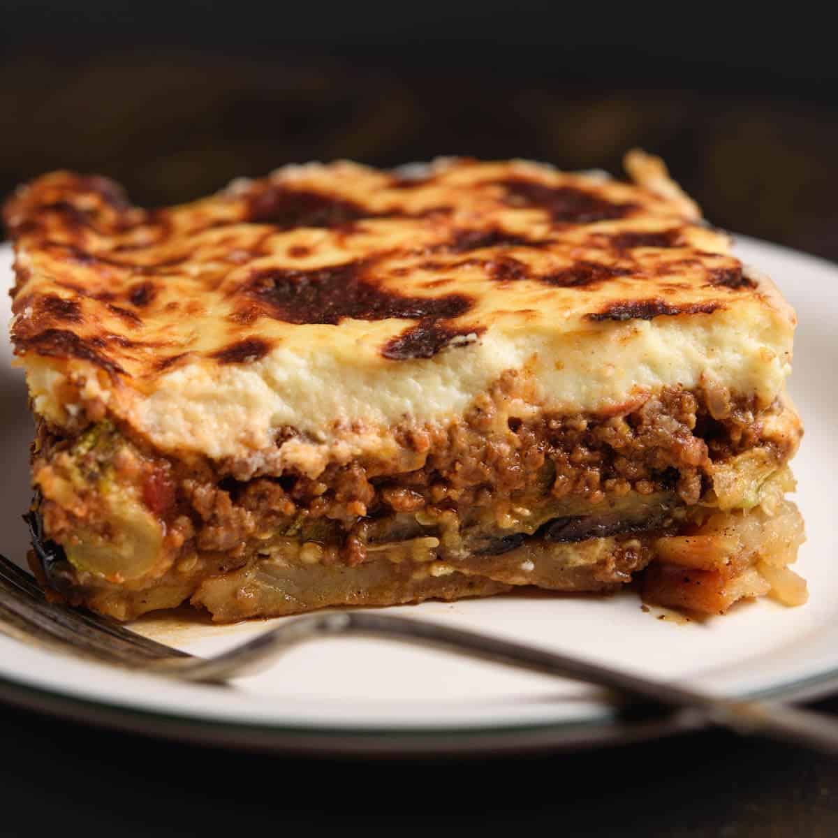 Greek Moussaka with Fried Vegetables and Golden Béchamel
