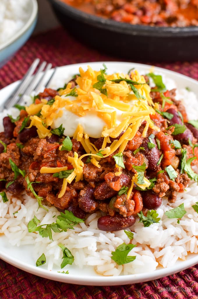Rich Chilli Con Carne with Thick Tomato Sauce and Kidney Beans