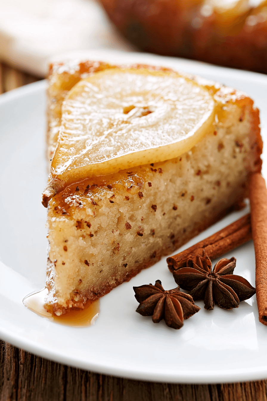 Spiced Pear Upside-Down Cake with Caramelized Pears and Warm Spices