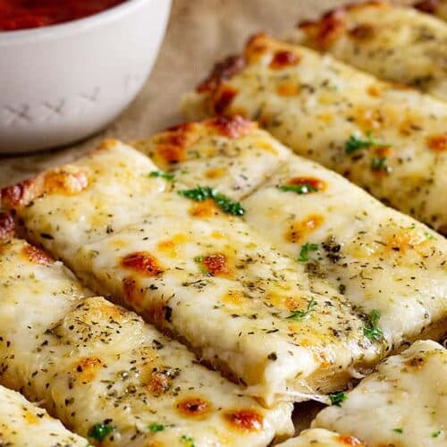 Cheese Breadsticks with Garlic Butter and Mozzarella