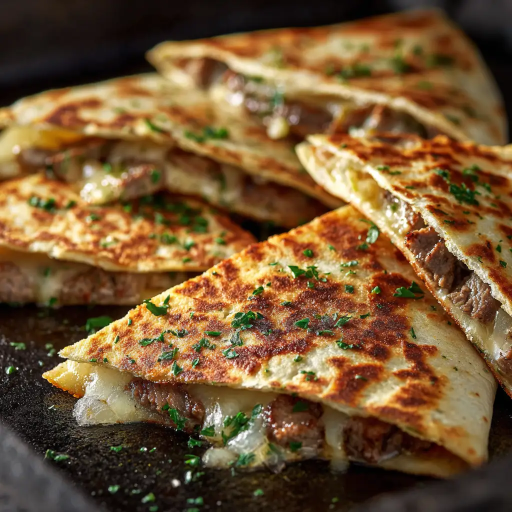 Blackstone Steak Quesadillas with Peppers and Cheese
