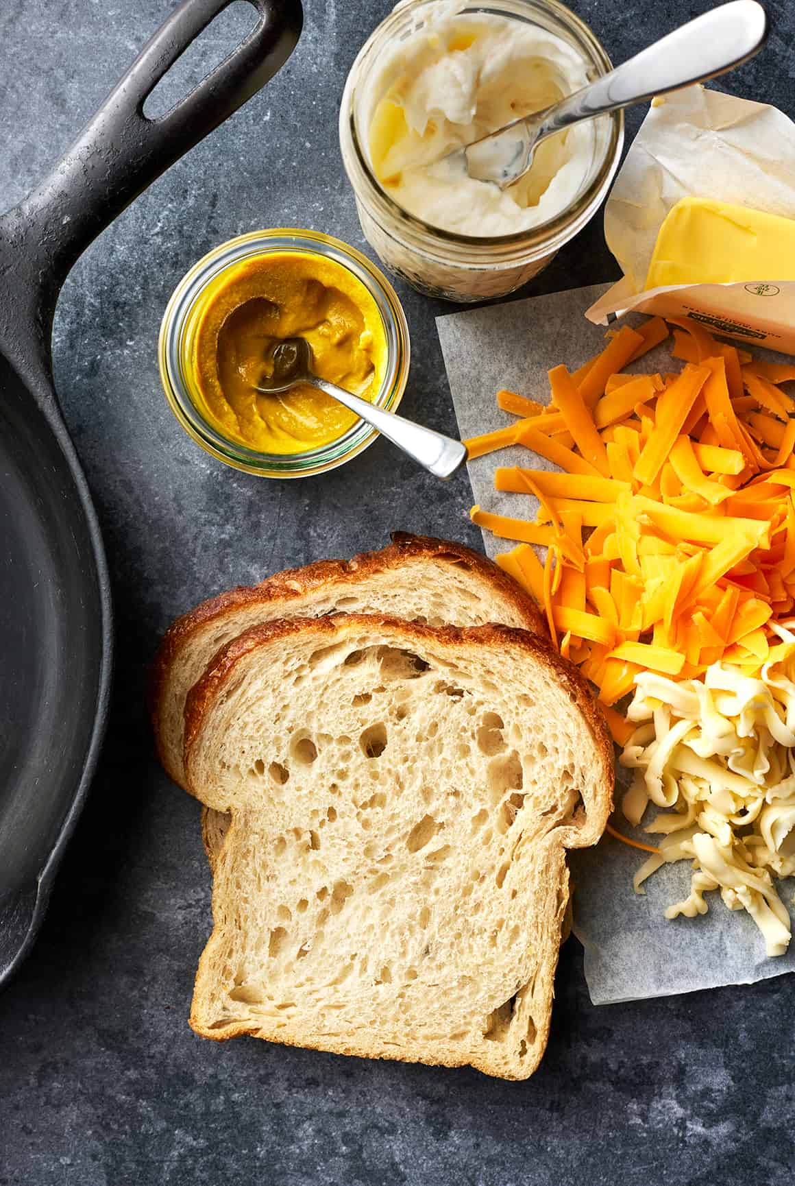 Grilled Cheese Sandwich with Cheddar and Gruyère