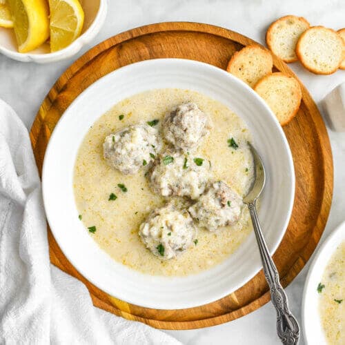 Greek Youvarlakia Avgolemono: Lemon Egg Meatball Soup