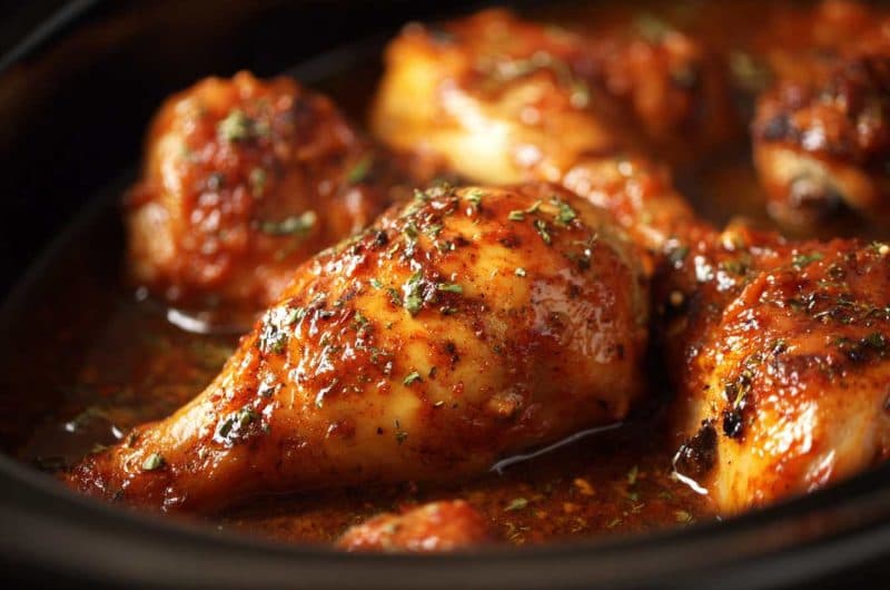 Tender Crockpot Chicken Drumsticks with Savory Garlic Lemon Broth