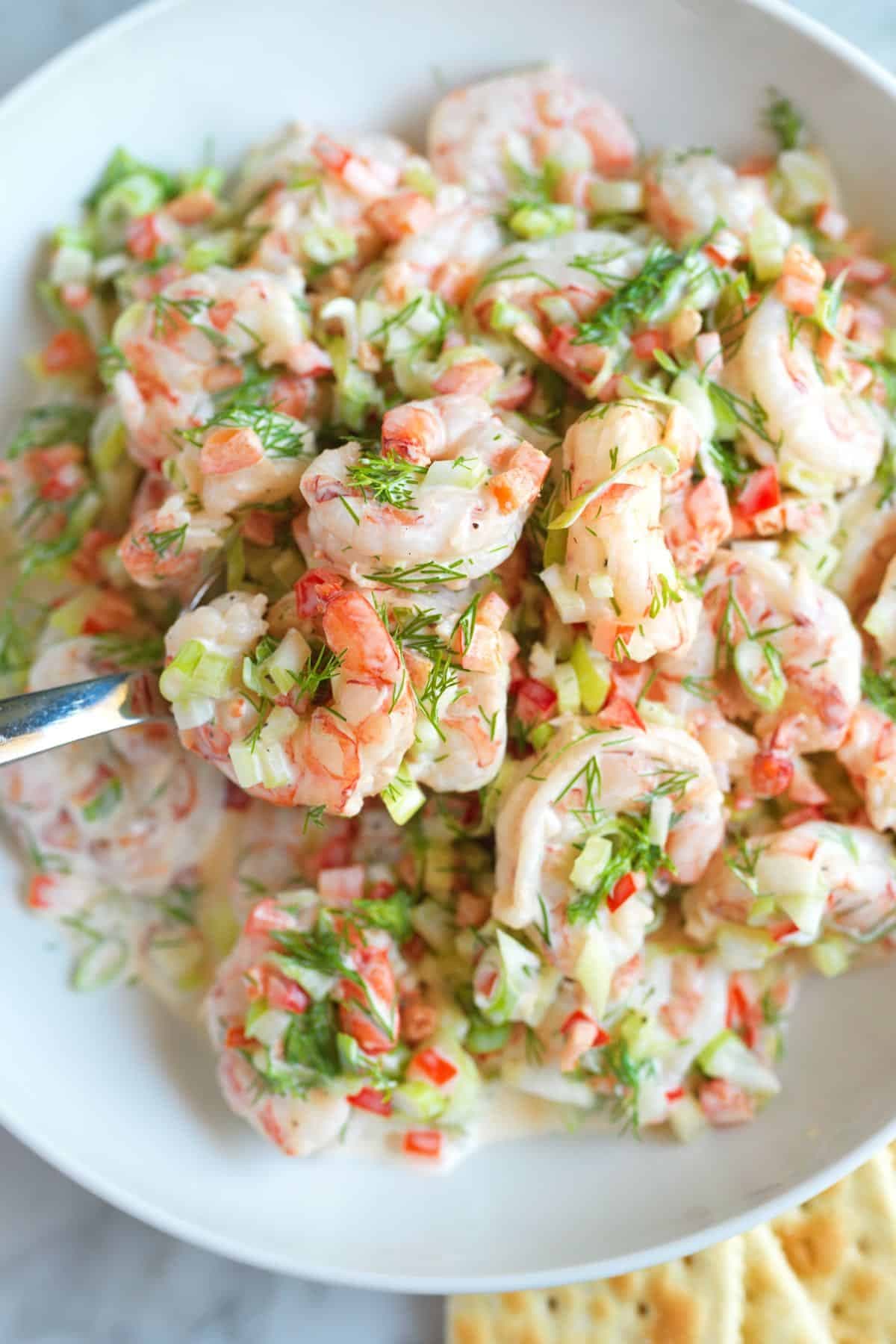 Shrimp Salad with Creamy Lemon Dill Dressing and Crisp Vegetables