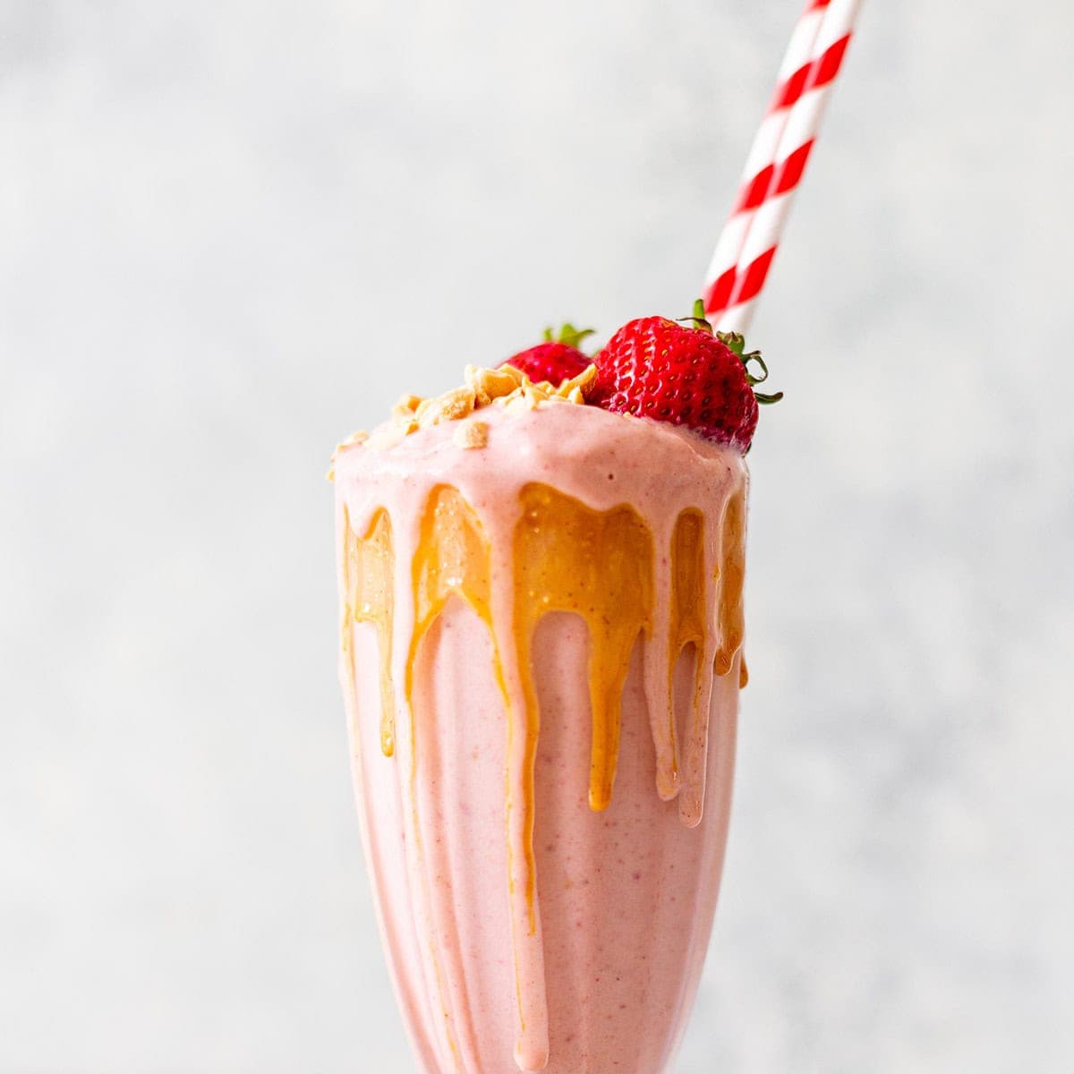 PB&J Protein Smoothie with Frozen Strawberries