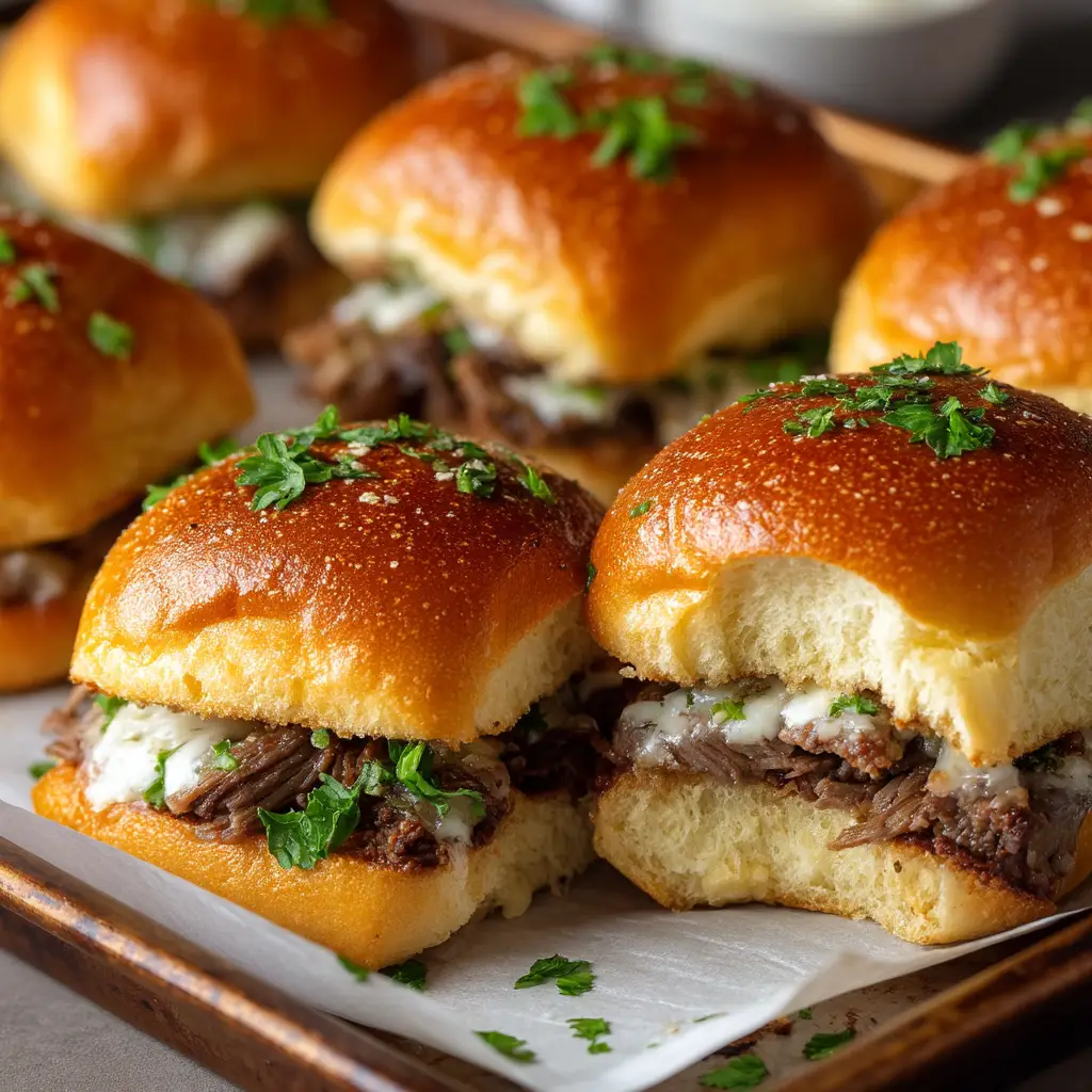 Philly Cheesesteak Sliders with Provolone and Garlic Butter