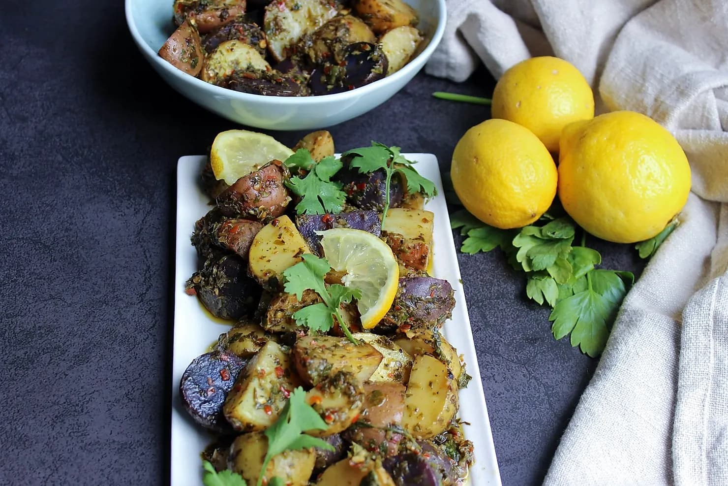 Chimichurri Potato Salad with Crispy Roasted Potatoes and Fresh Herbs