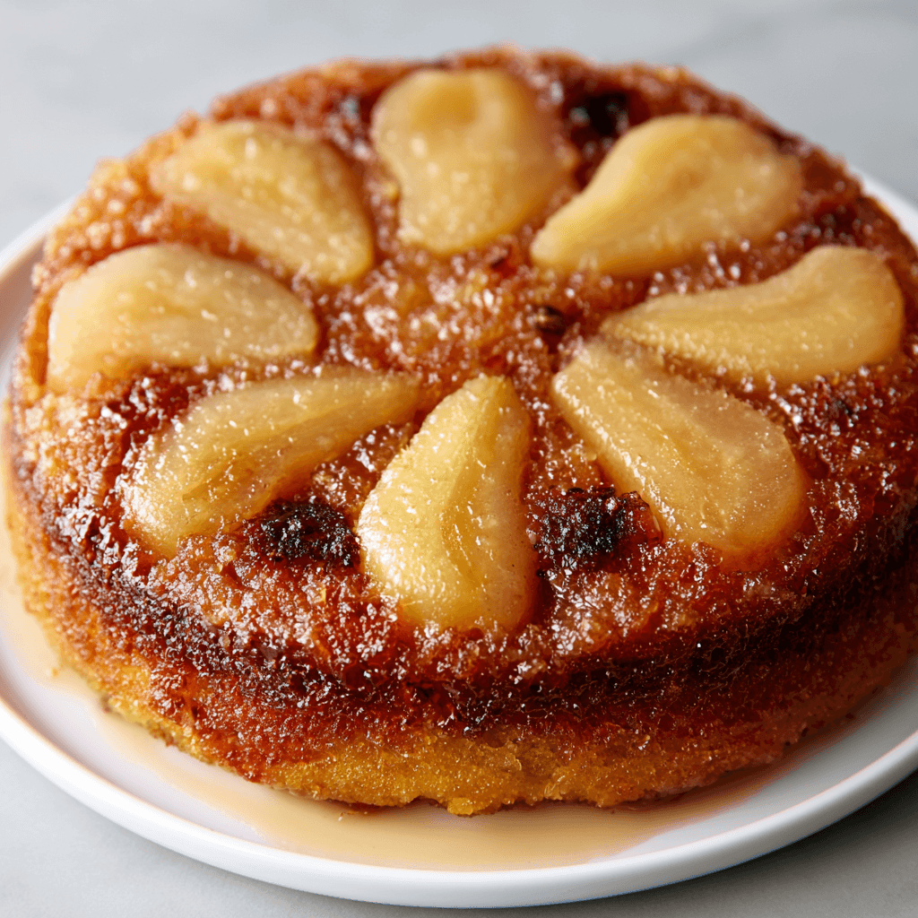 Spiced Pear Upside-Down Cake with Caramelized Pears and Warm Spices