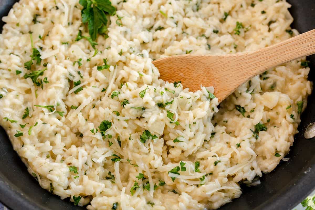 Garlic Parmesan Risotto with Freshly Grated Parmesan and Garlic
