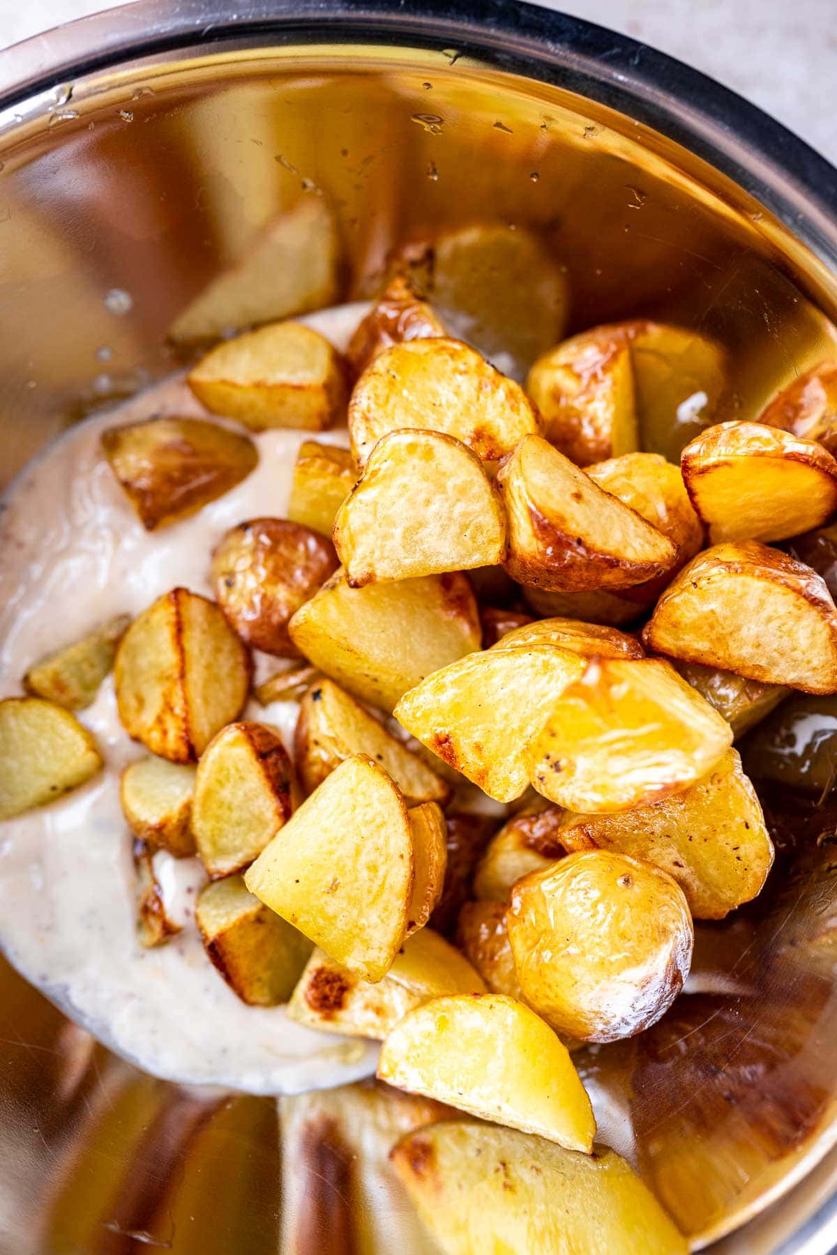 Roasted Potato Salad with Crisp Gold Potatoes and Pistachios