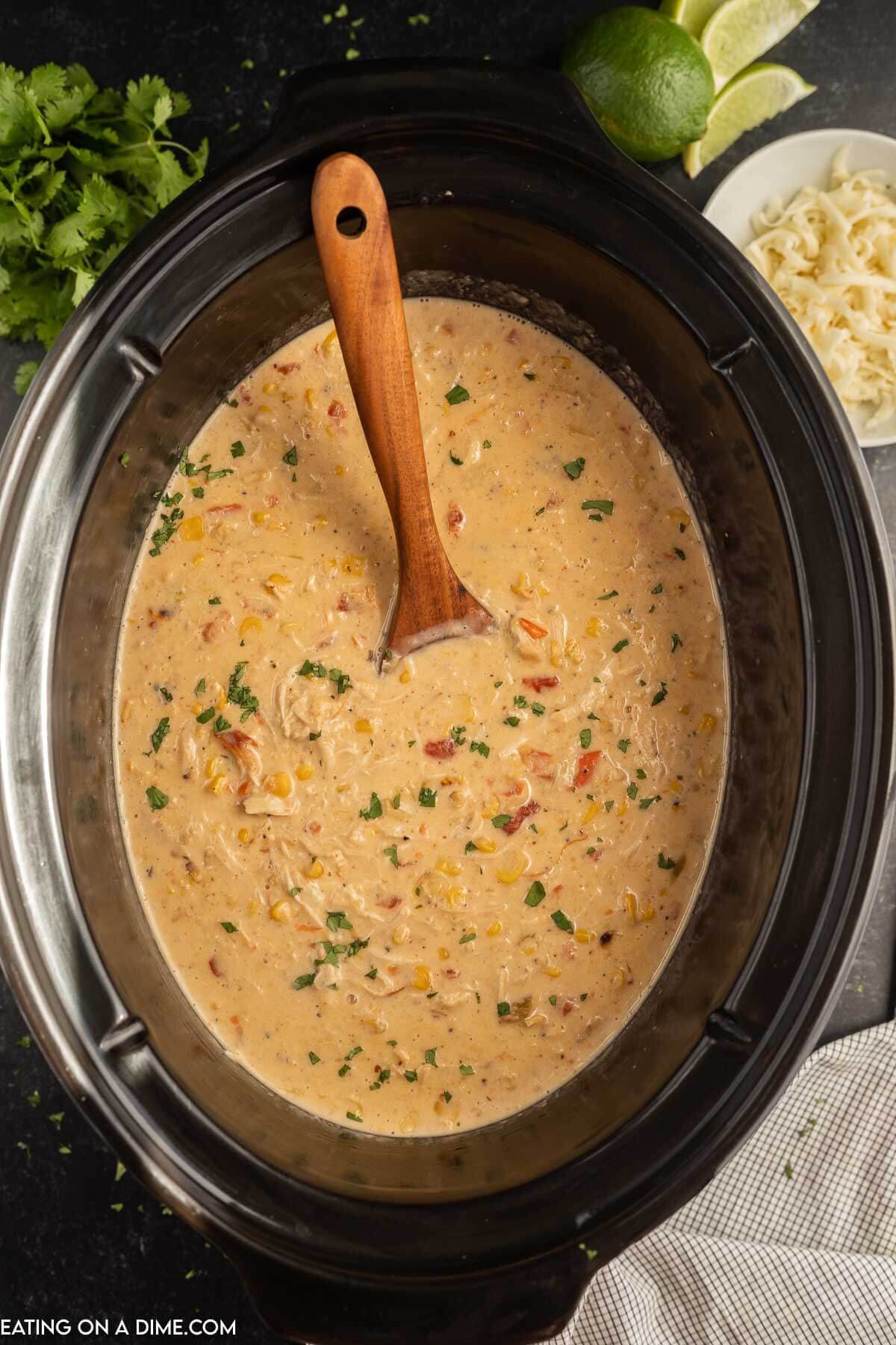 Slow Cooker Mexican Chicken Corn Chowder With Creamy Corn