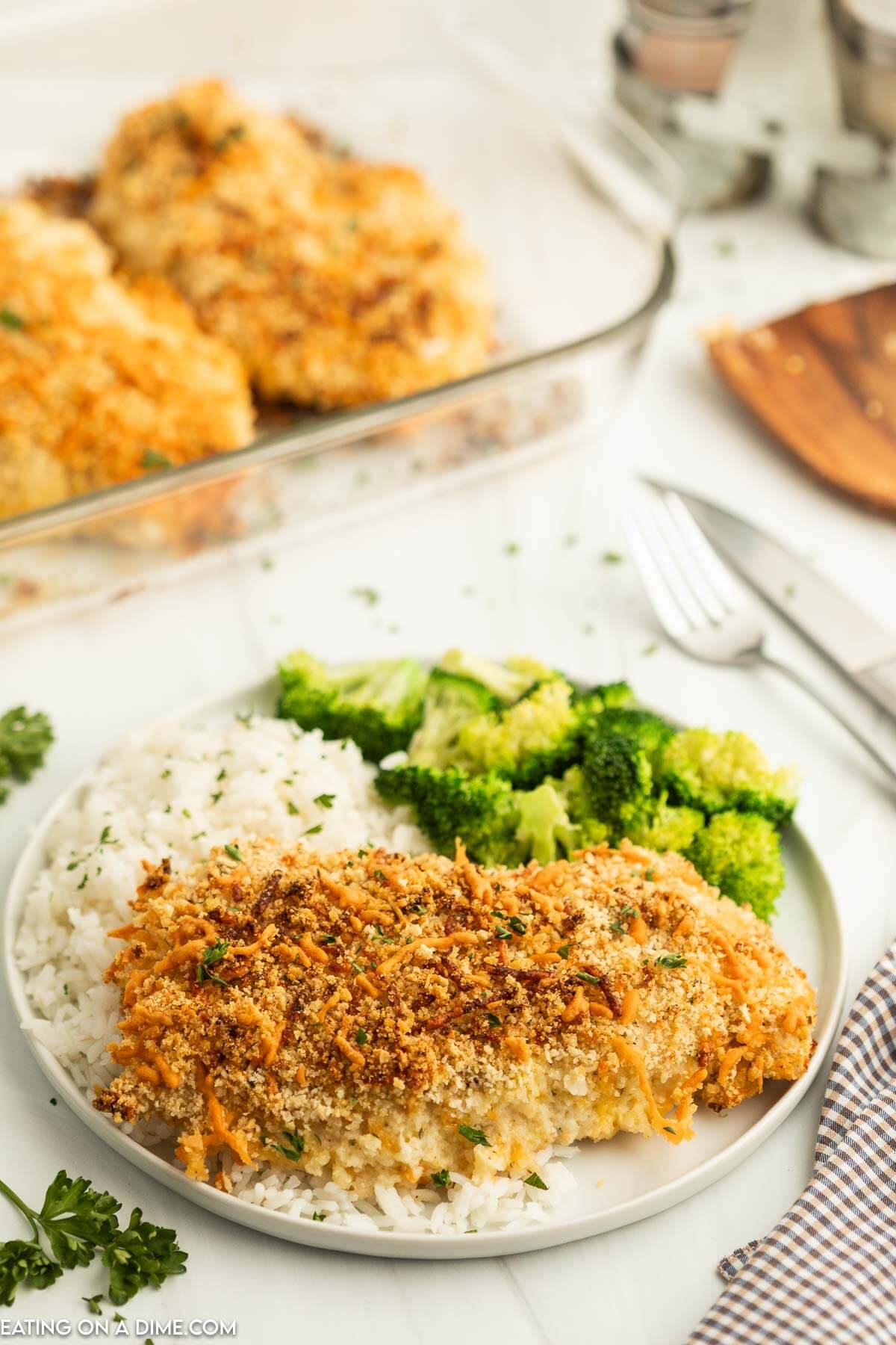 Baked Ranch Chicken with Crispy Panko and Sharp Cheddar