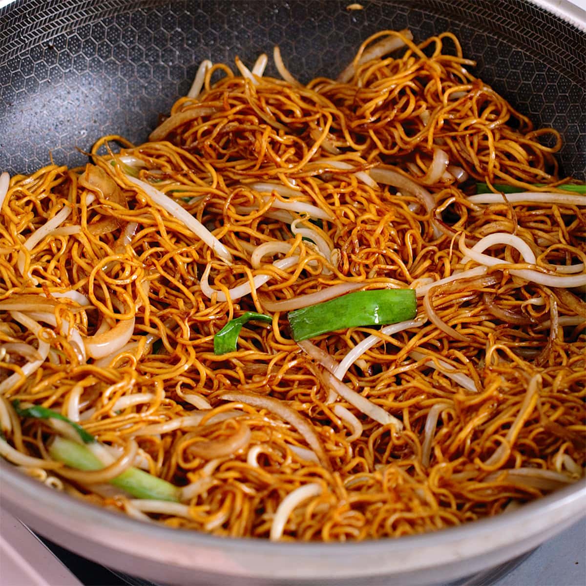 Cantonese Chow Mein with Crispy Noodles and Savory Soy Sauce