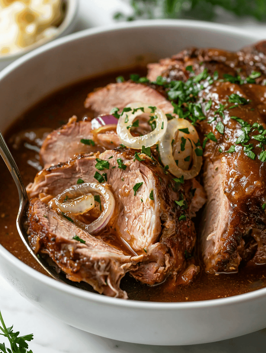 Crockpot Apple Cider Pork Roast with Warm Cinnamon and Nutmeg