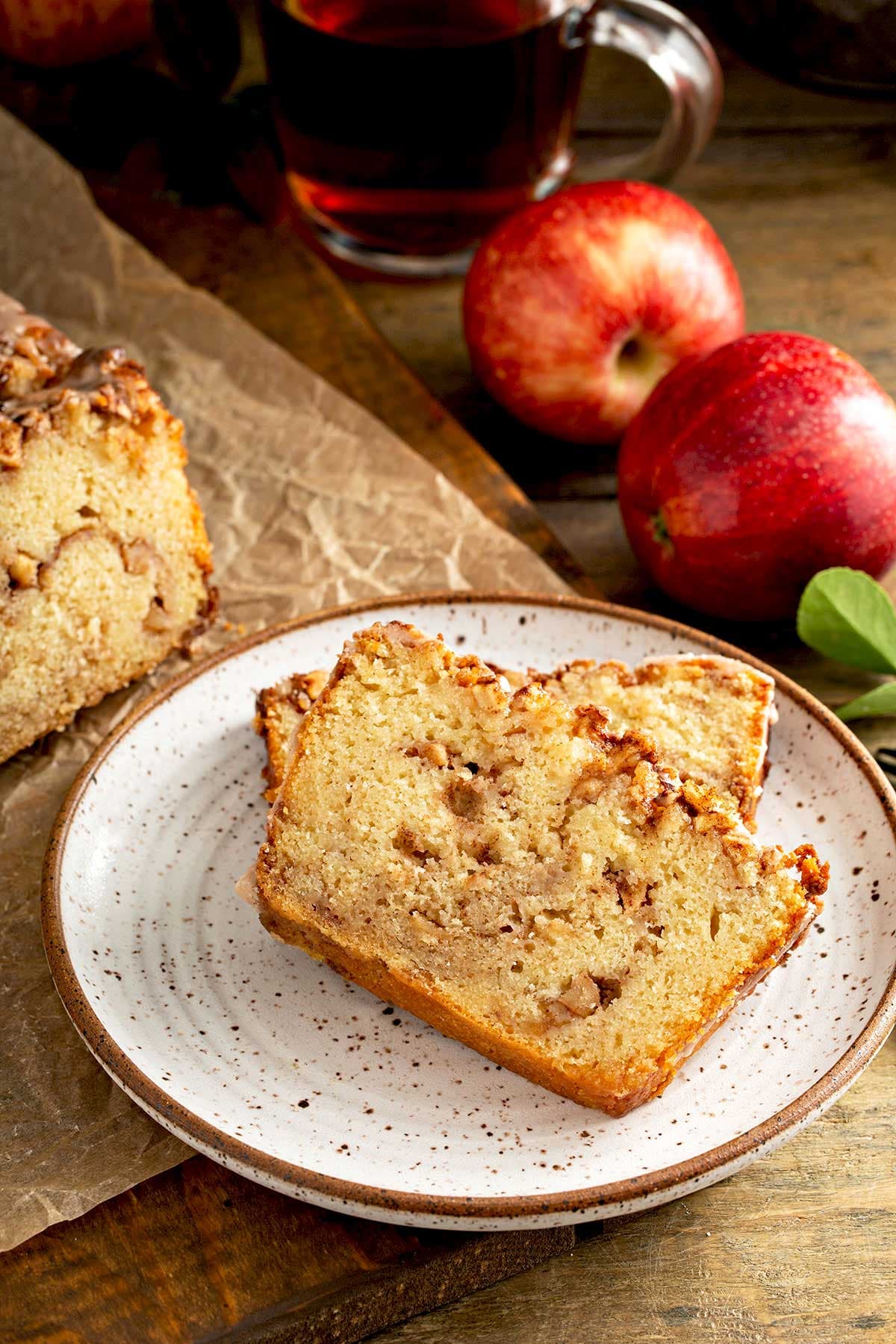 Cinnamon Apple Bread with Brown Sugar Swirl and Cinnamon Glaze