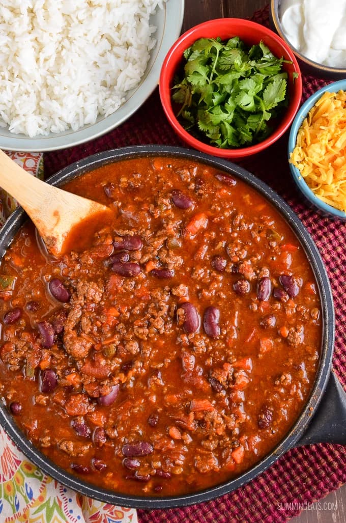Rich Chilli Con Carne with Thick Tomato Sauce and Kidney Beans