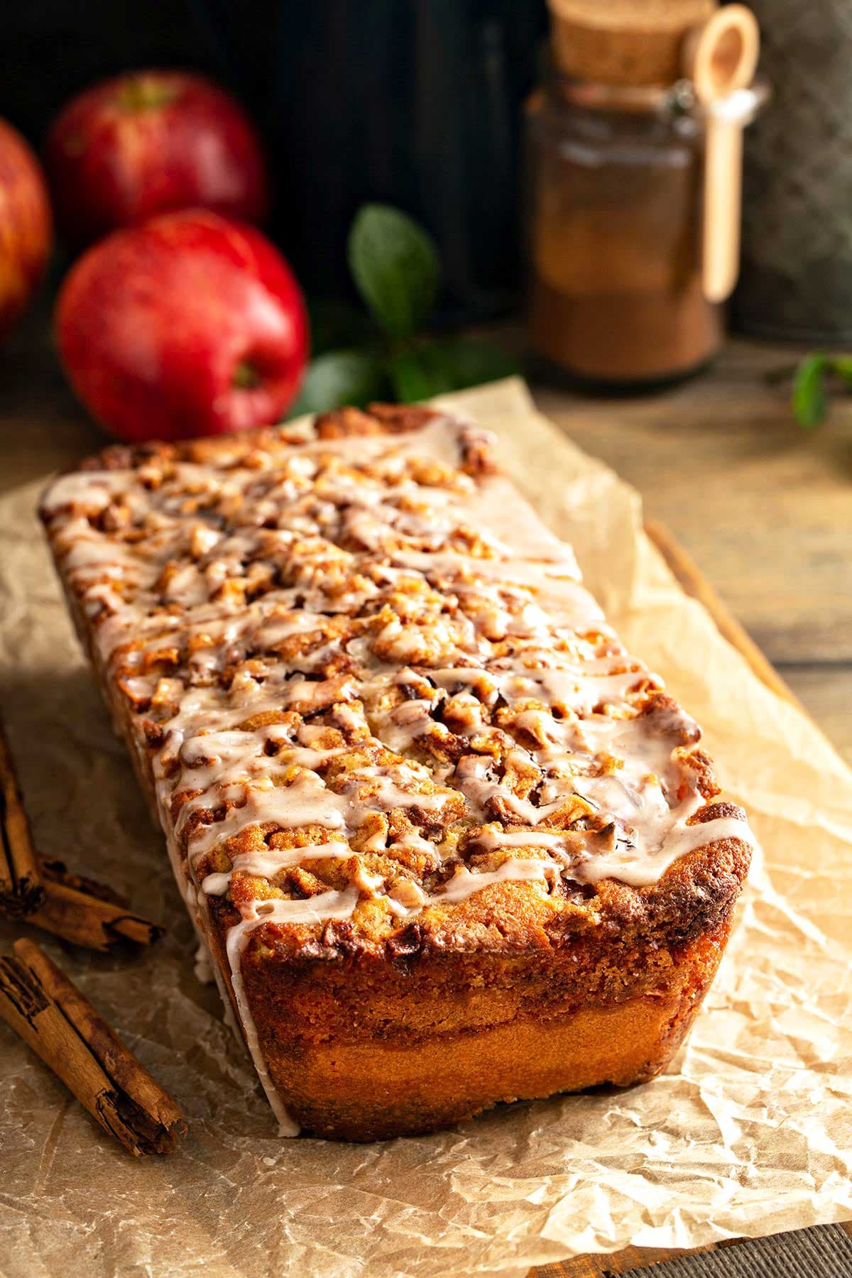 Cinnamon Apple Bread with Brown Sugar Swirl and Cinnamon Glaze