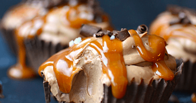 Salted Caramel Chocolate Mousse Cups with Crisp Chocolate Shells