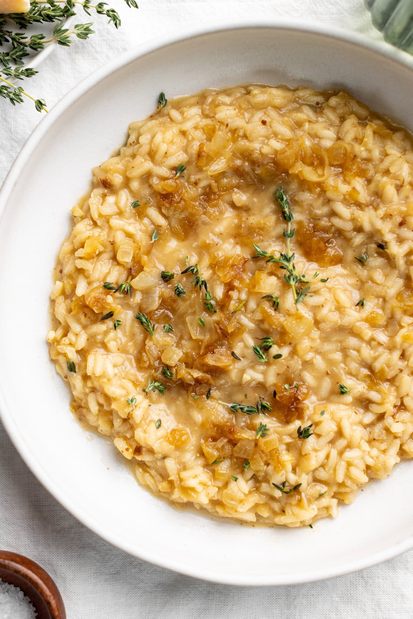 French Onion Risotto with Sweet Caramelized Onions and Beef Broth