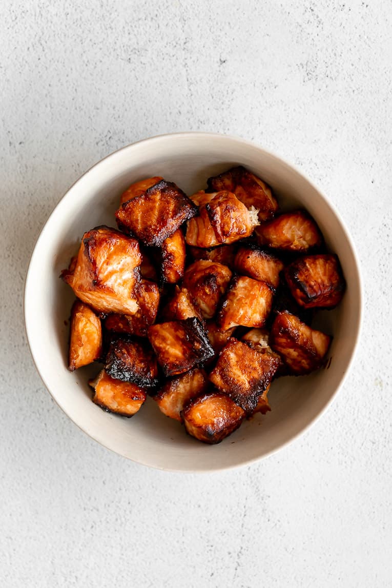 Honey Glazed Salmon Bowls with Crisp Salmon and Paprika Mayo