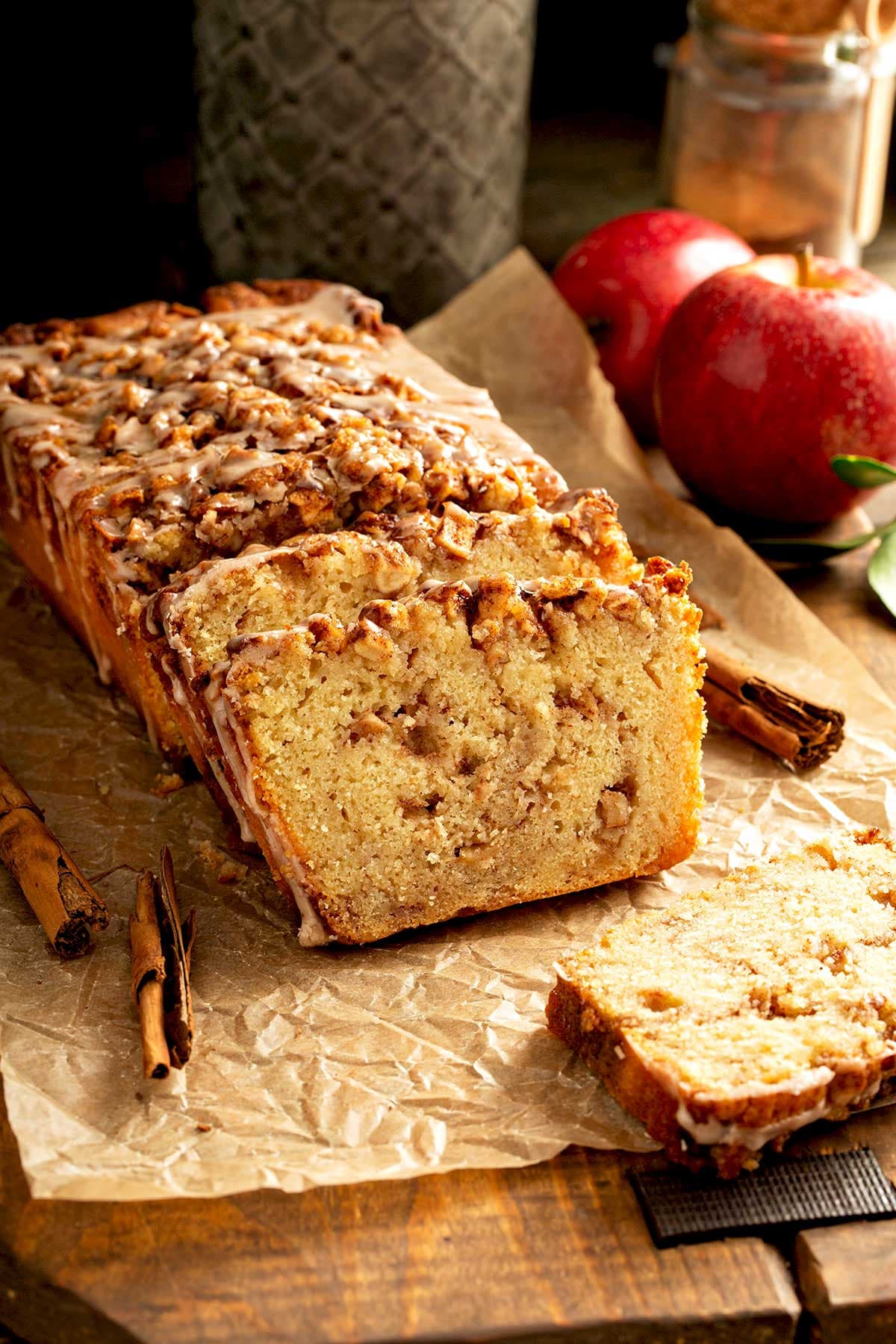 Cinnamon Apple Bread with Brown Sugar Swirl and Cinnamon Glaze