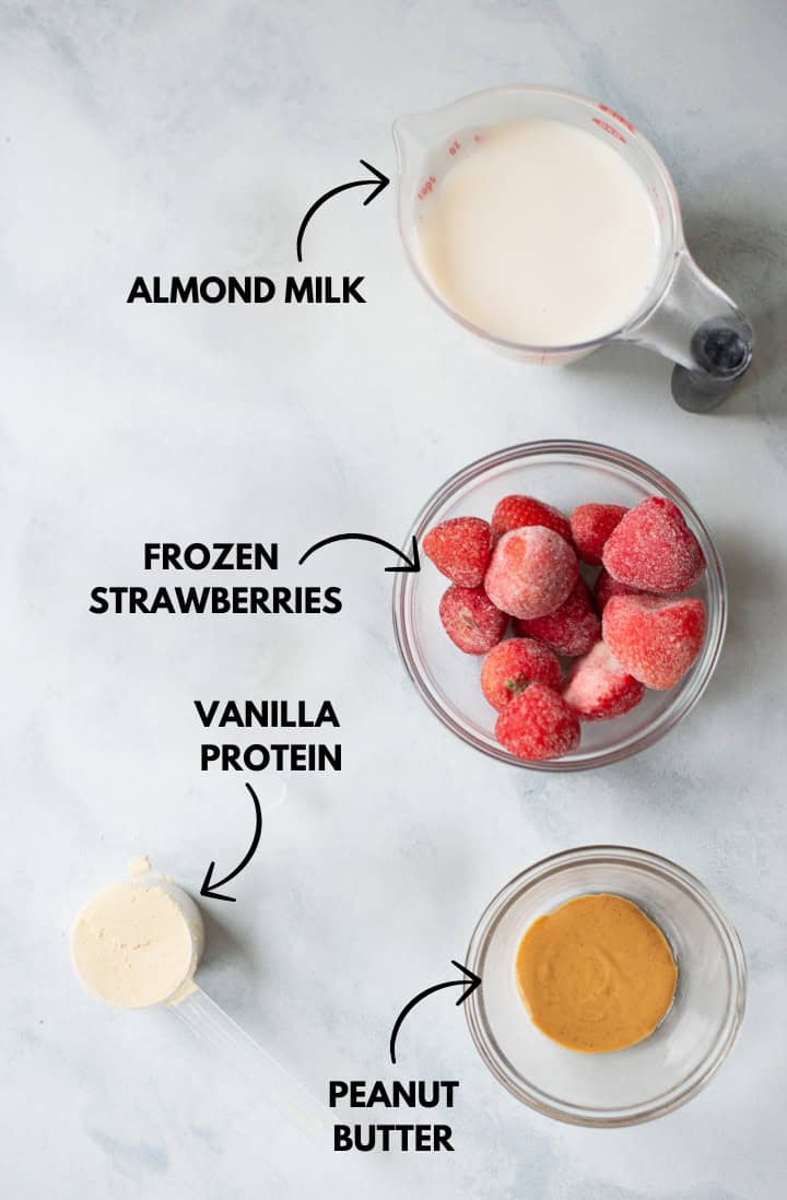PB&J Protein Smoothie with Frozen Strawberries