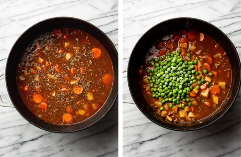 Hamburger Stew with Tender Potatoes and Savory Beef Broth