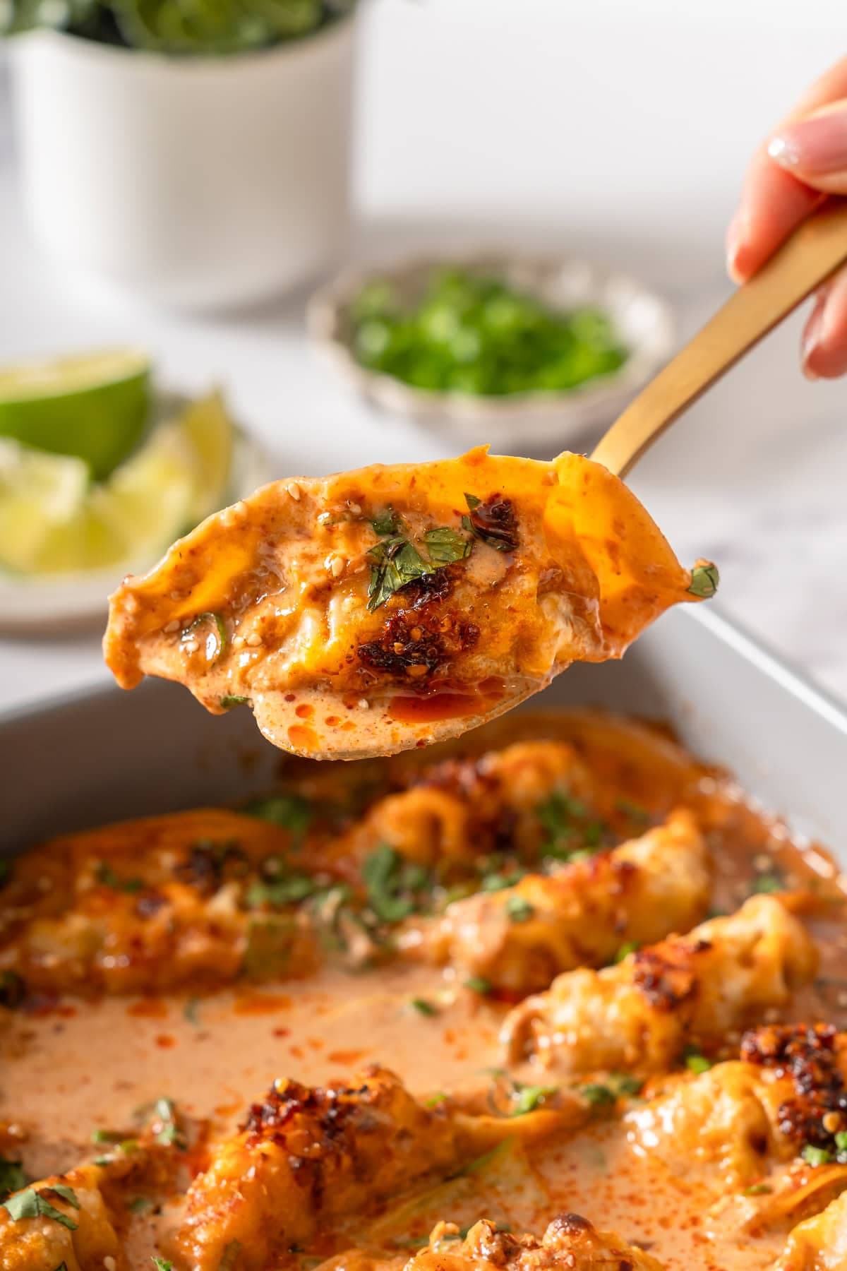 Dumpling Bake with Coconut Curry Sauce and Tender Bok Choy