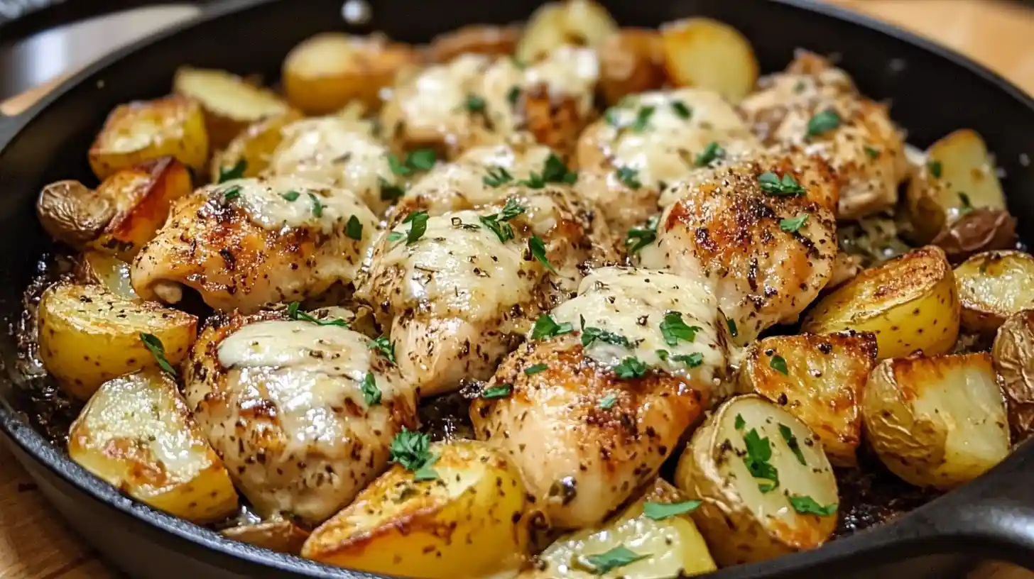 Garlic Parmesan Chicken and Potatoes Skillet: A One-Pan Comfort Meal