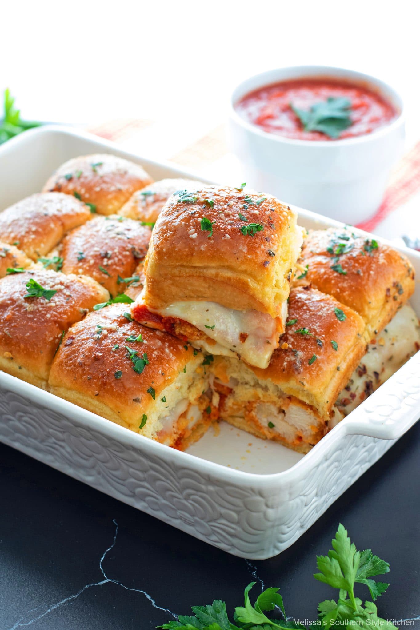 Chicken Parmesan Sliders with Gooey Mozzarella and Garlic Butter