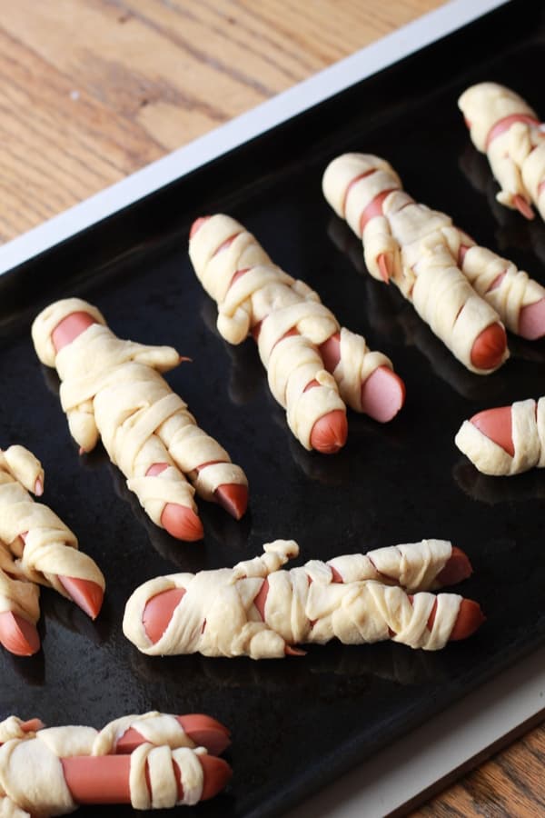 Easy Mummy Hot Dogs With Crescent Dough Arms and Legs