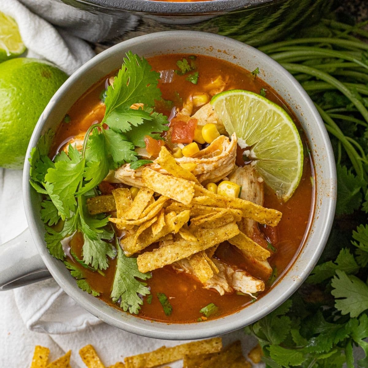 Chicken Tortilla Soup with Black Beans and Corn